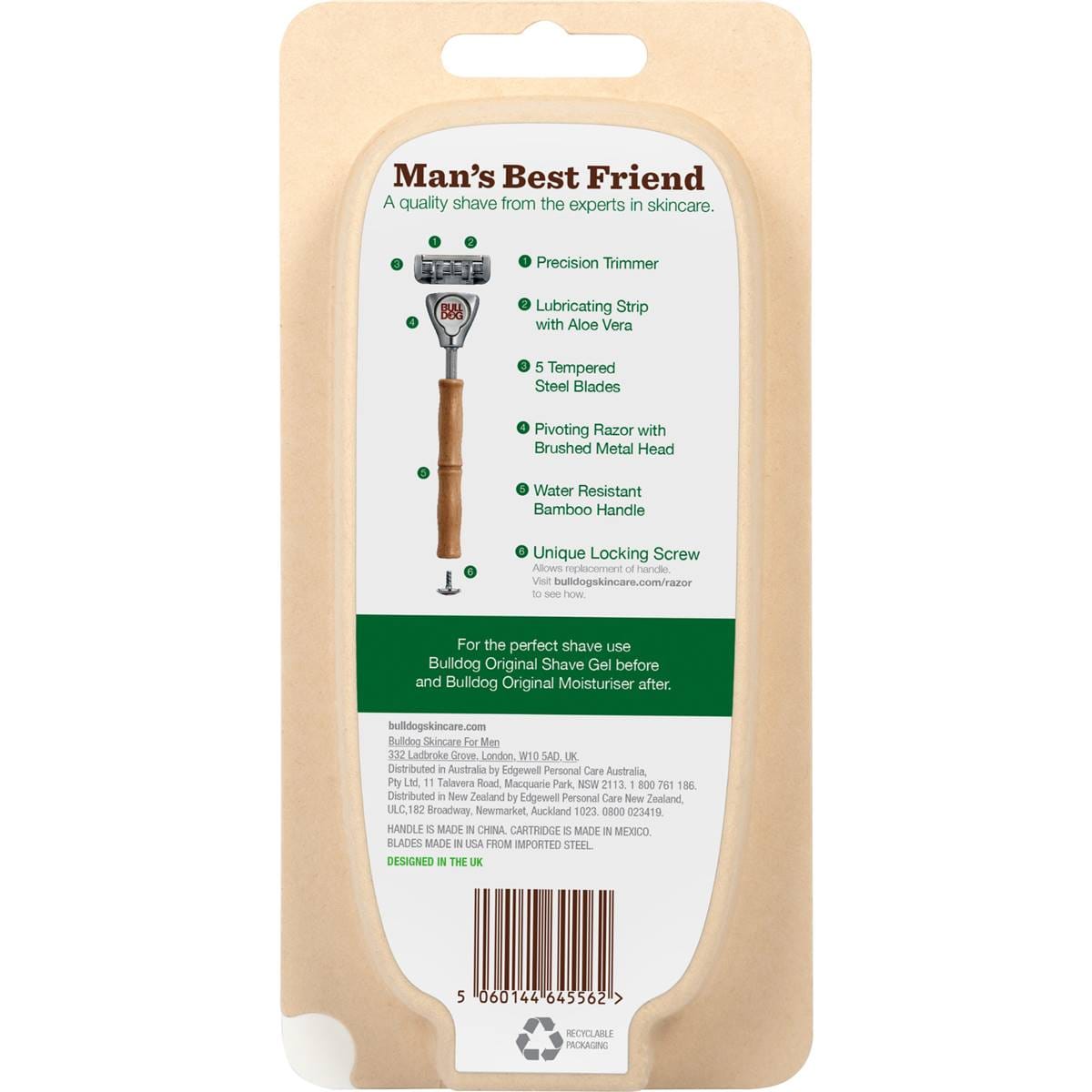 Bulldog Original Bamboo Razor Handle + 2 Refills Each Woolworths