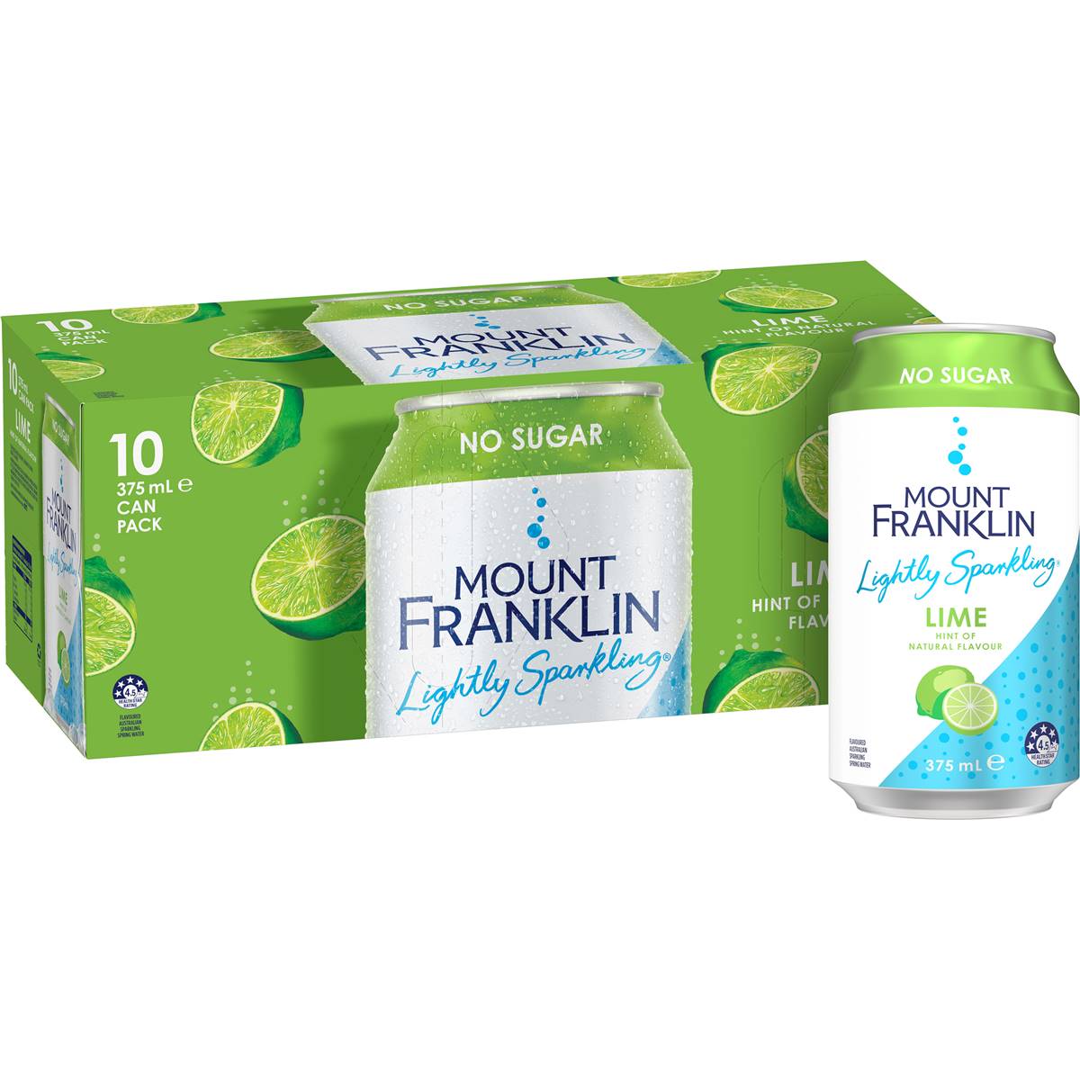 Calories in Mount Franklin Sparkling Water Lime 10x375mL Calorie