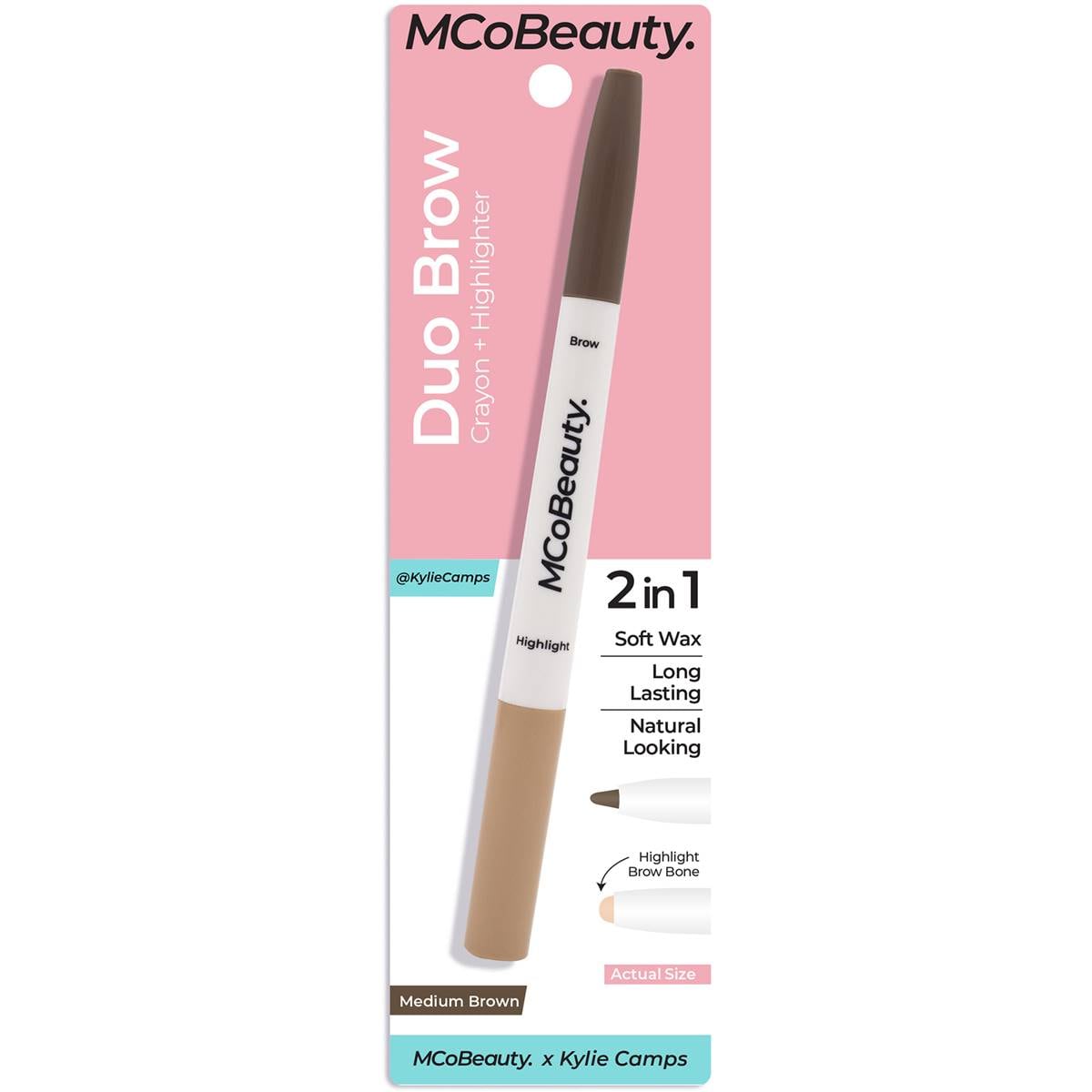 Mcobeauty Duo Brow Crayon & Highlighter Medium Brown Each Woolworths