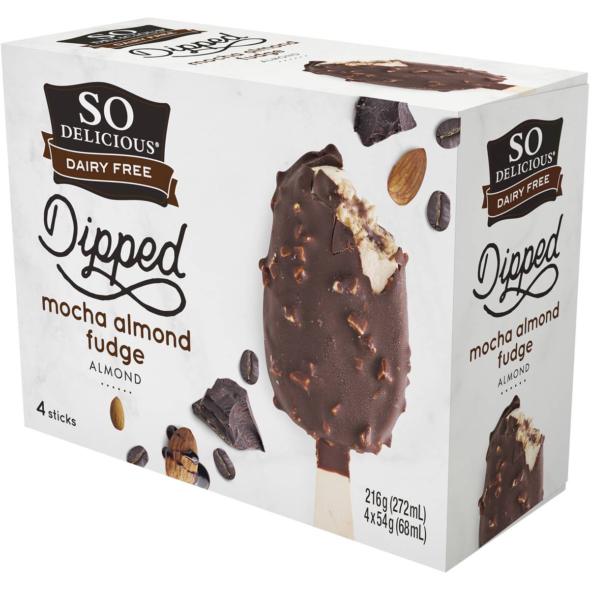 So Delicious Dairy Free Dipped Mocha Fudge Almond Ice Cream 4 Pack Woolworths
