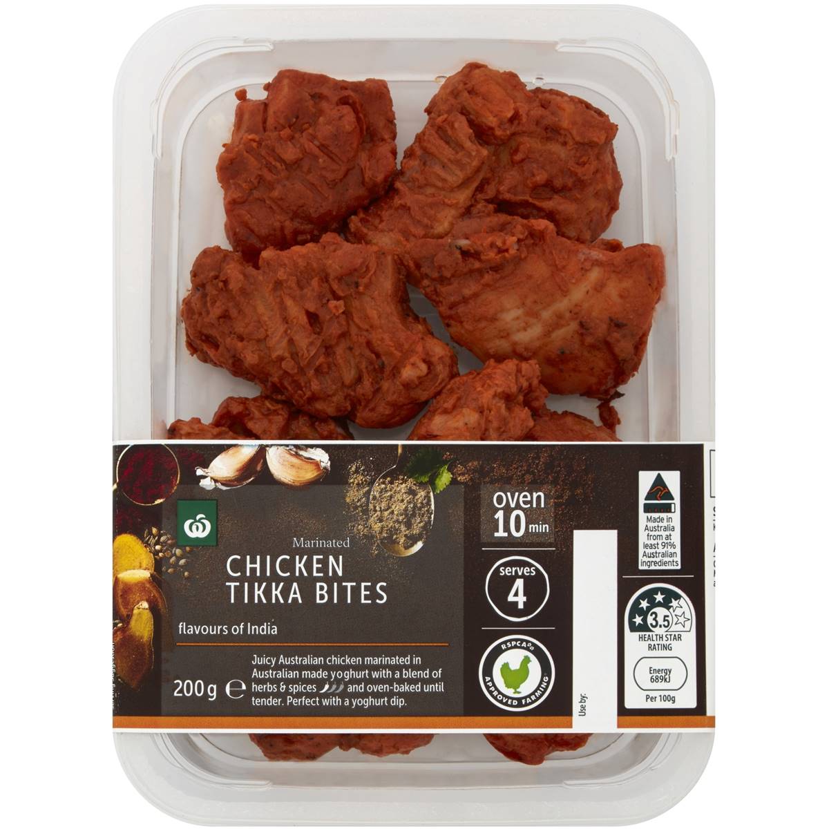 Calories in Coles Kitchen Chicken Tikka Bites calcount