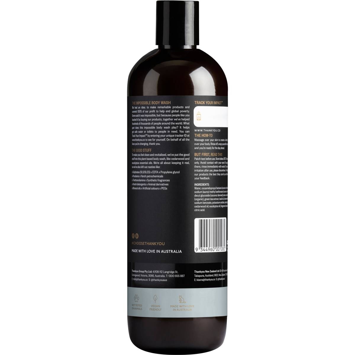 Thankyou. Body Wash Botanical Cedarwood 500ml Woolworths