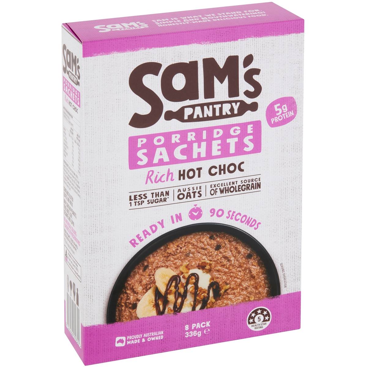 Sam's Pantry Rich Hot Choc Porridge Sachets 8 Pack Woolworths