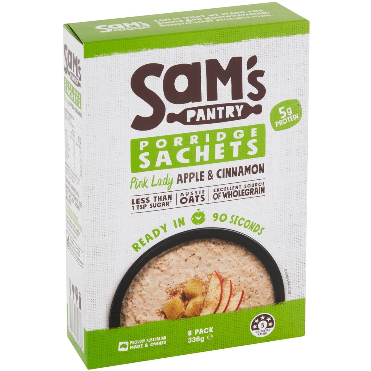 Sam's Pantry Pink Lady Apple & Cinnamon Porridge Sachets 8 Pack Woolworths