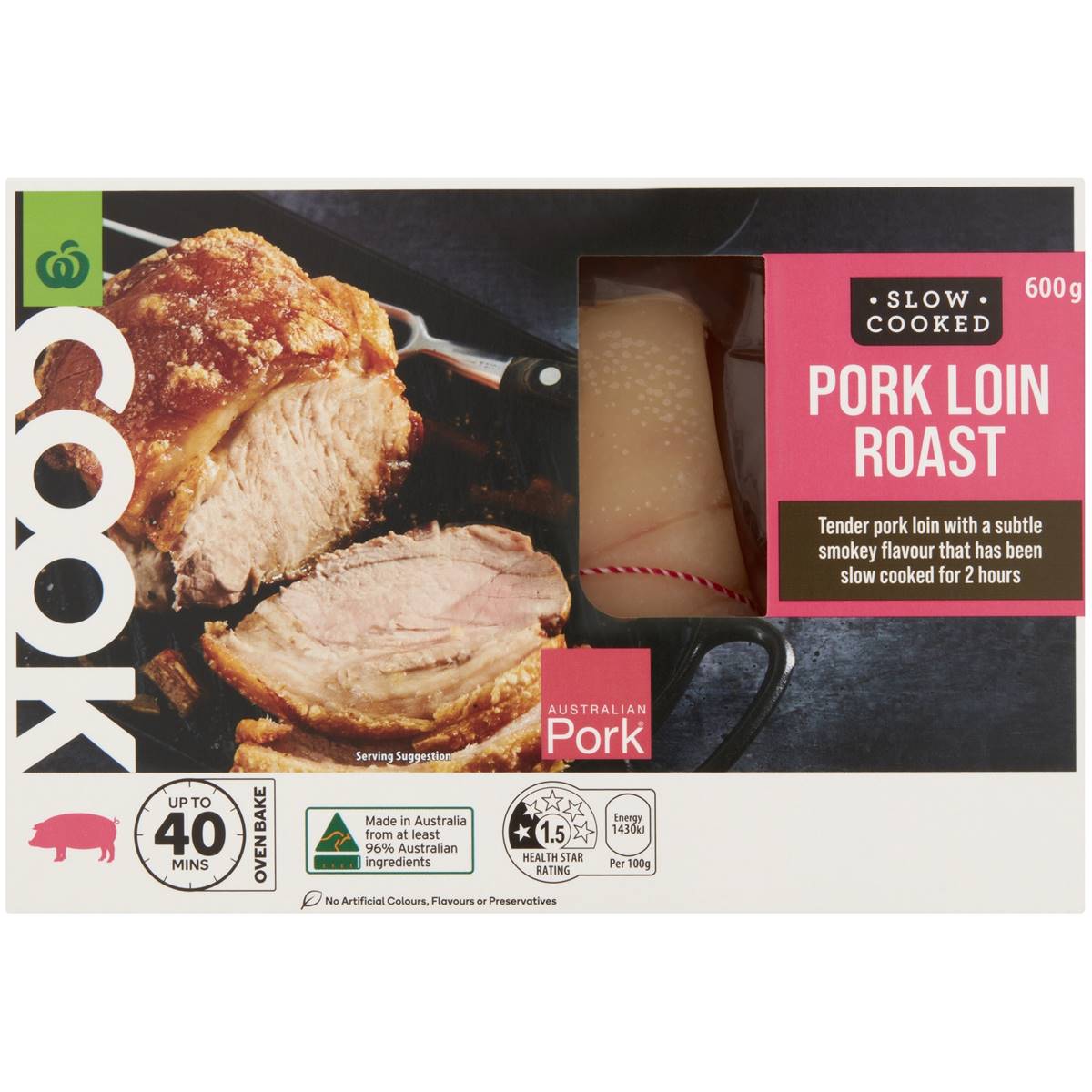 Woolworths Cook Pork Loin Roast 600g Woolworths