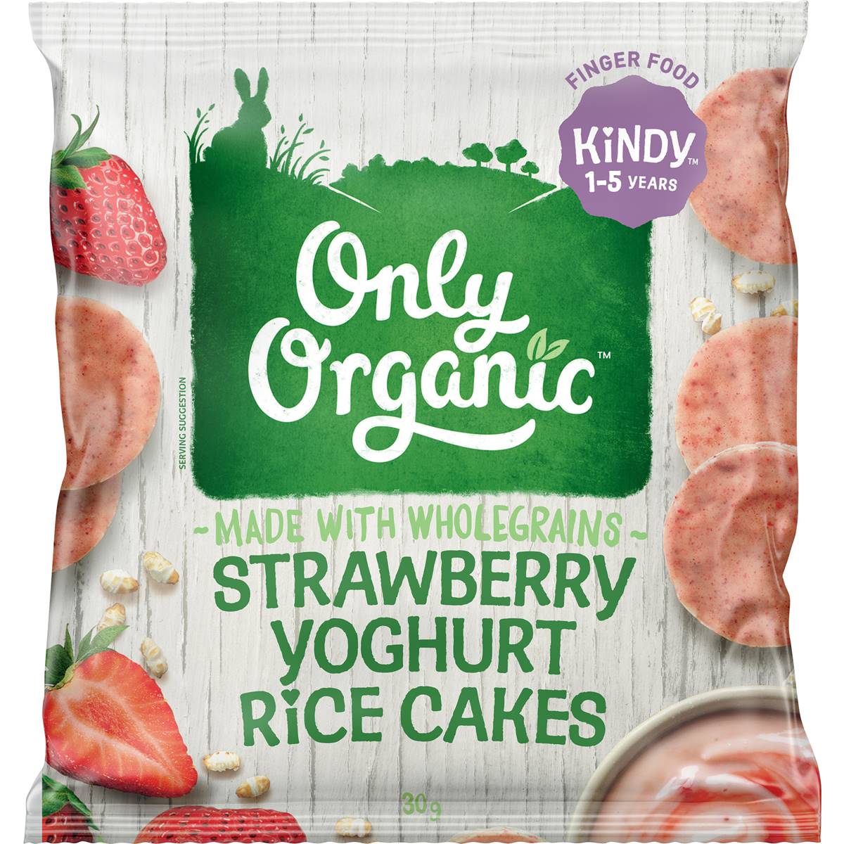 Only Organic Strawberry Yoghurt Rice Cakes 30g Woolworths