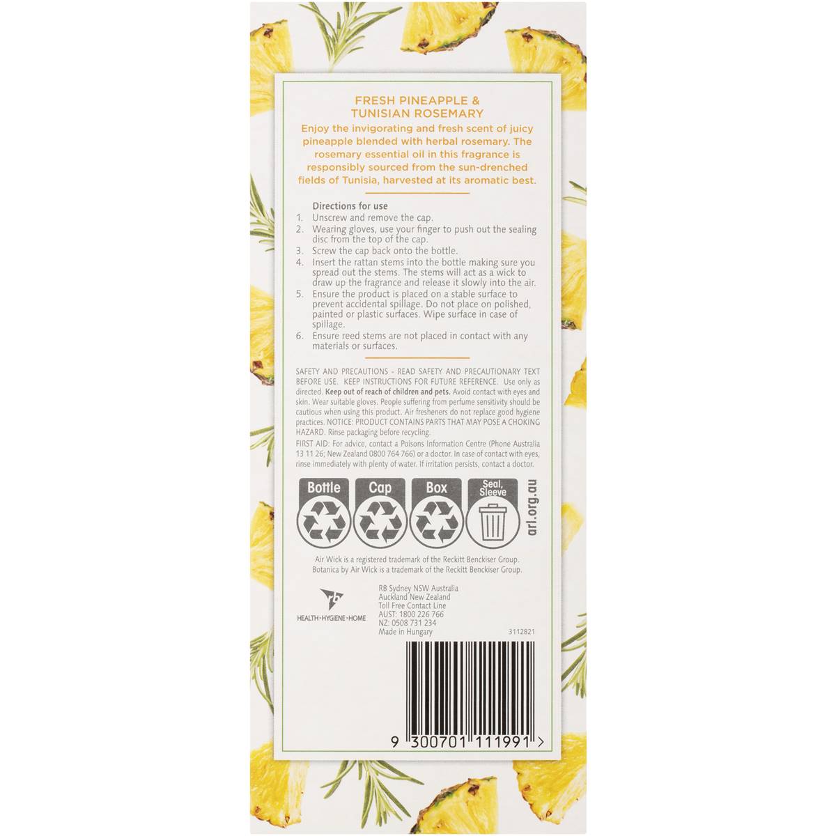 Air Wick Botanica Reed Diffuser Fresh Pineapple & Tunisian Rosemary ...