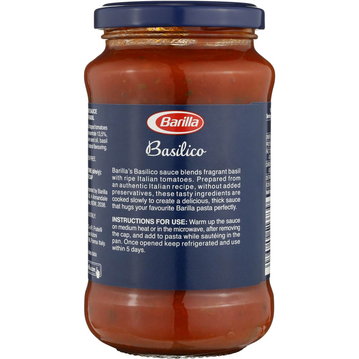 Barilla Pasta Sauce Basilico Tomato Basil 400g | Woolworths