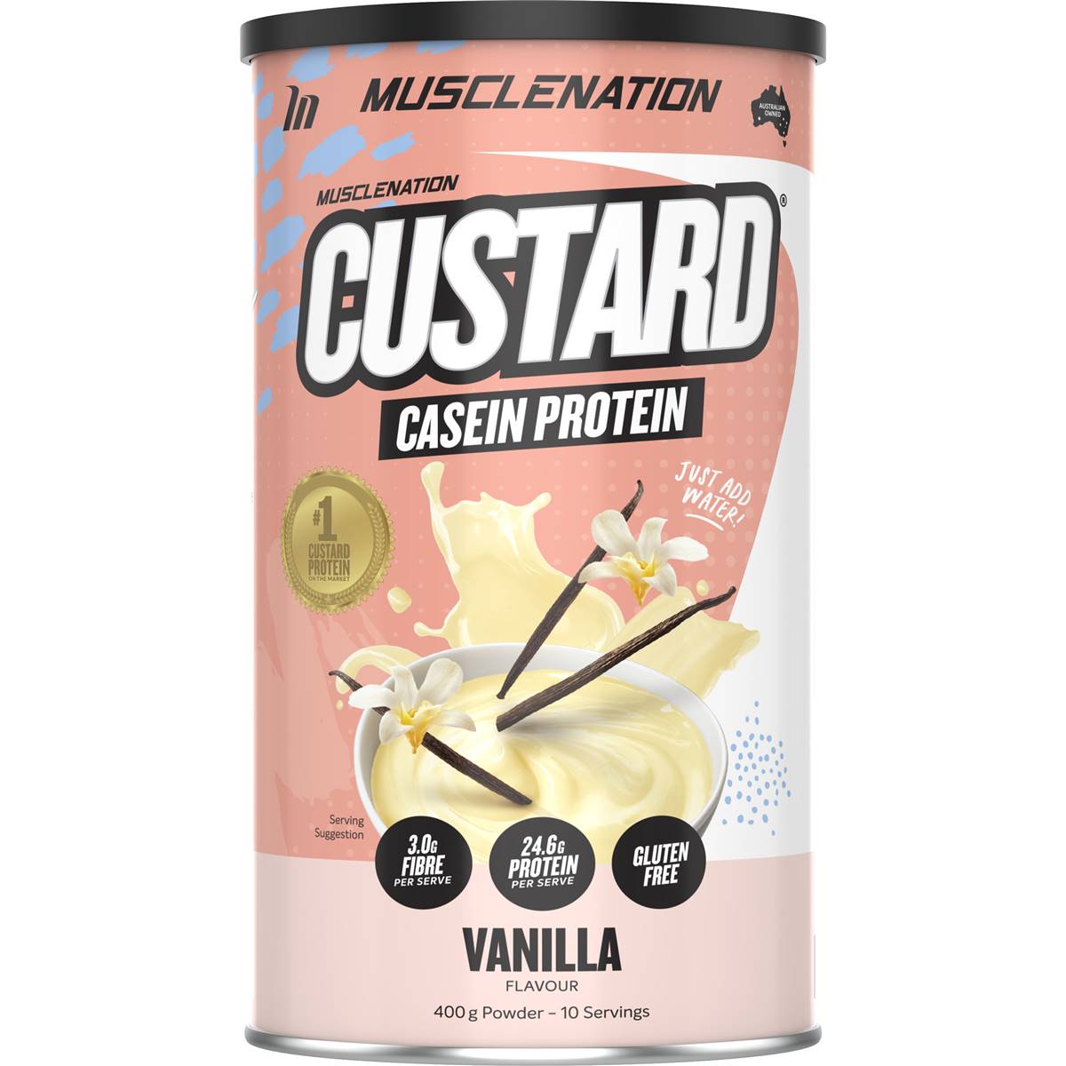 Muscle Nation Custard Casein Protein Powder Vanilla Flavour