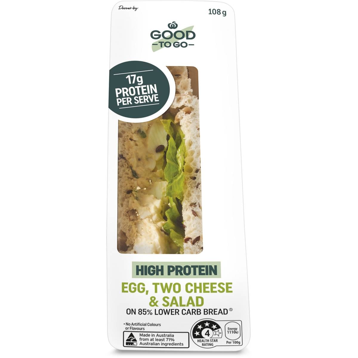 Woolworths Good To Go High Protein Egg, Two Cheese & Salad 108g