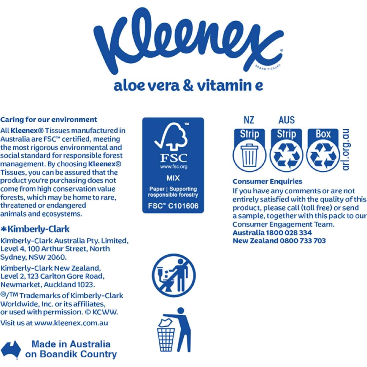 Kleenex Aloe Vera & Vitamin E 3 Ply Facial Tissues Cube 60 Pack