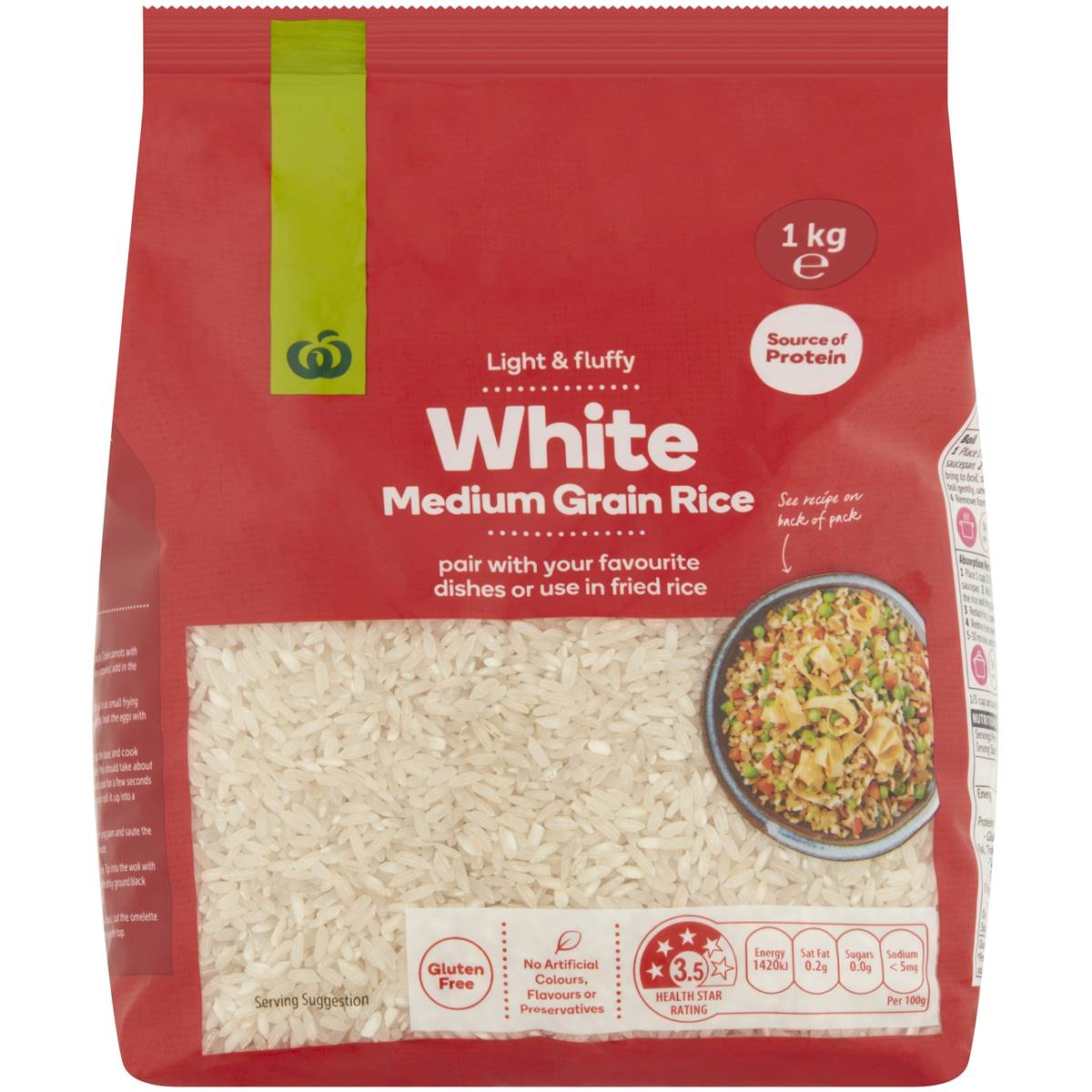 Woolworths White Medium Grain Rice 1kg Woolworths