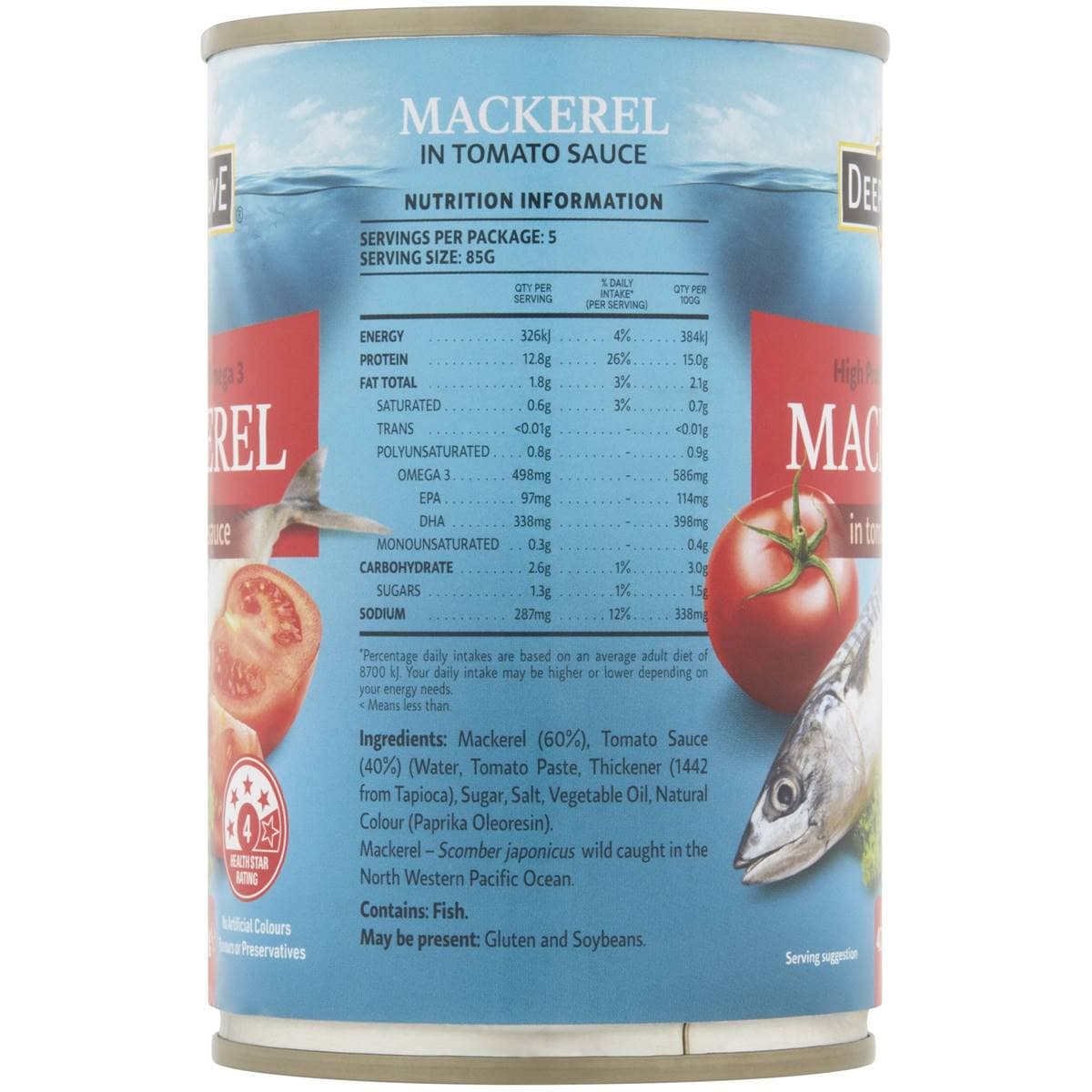 Deep Cove Mackerel In Tomato Sauce 425g Woolworths