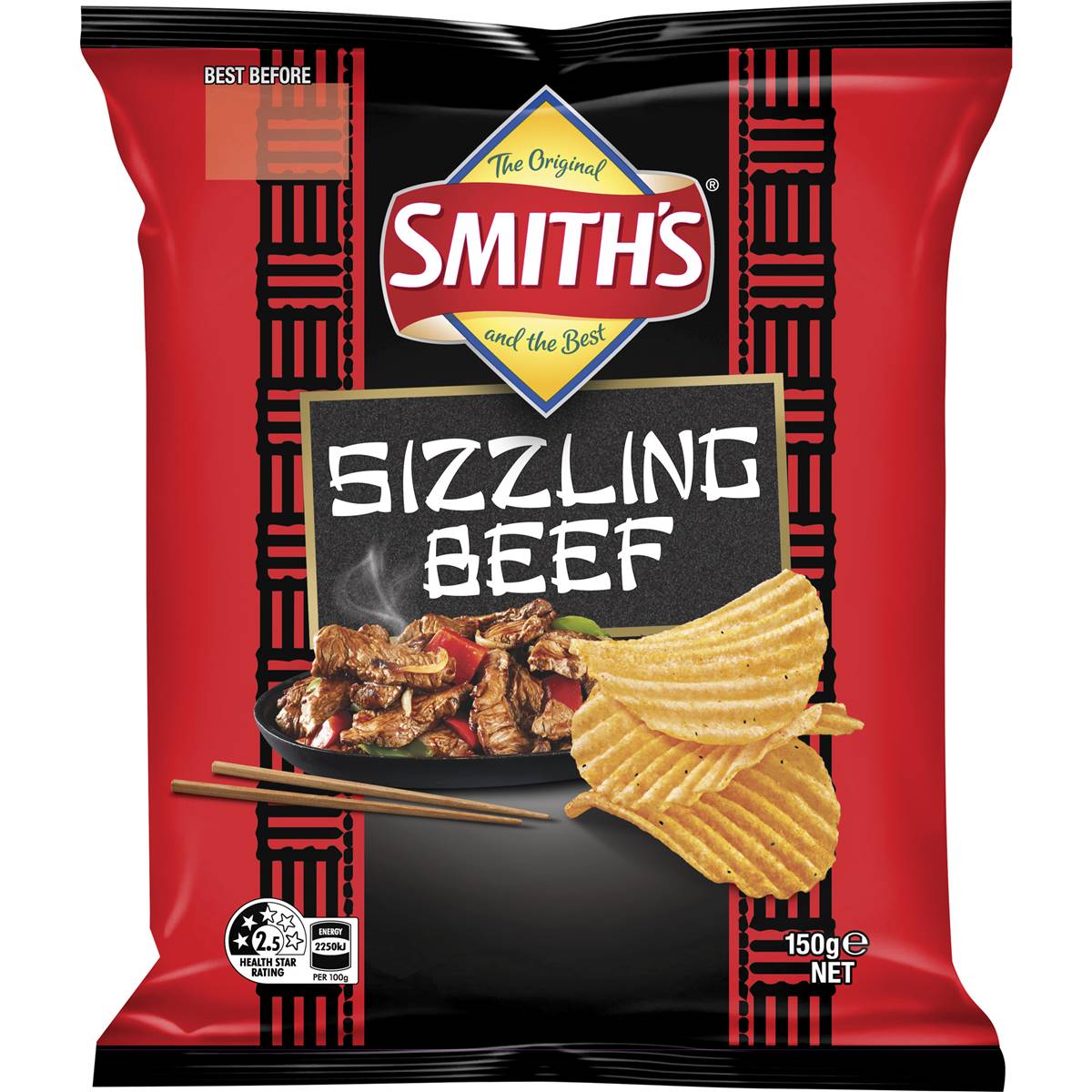 Smith's Sizzling Beef Chips 150g Woolworths