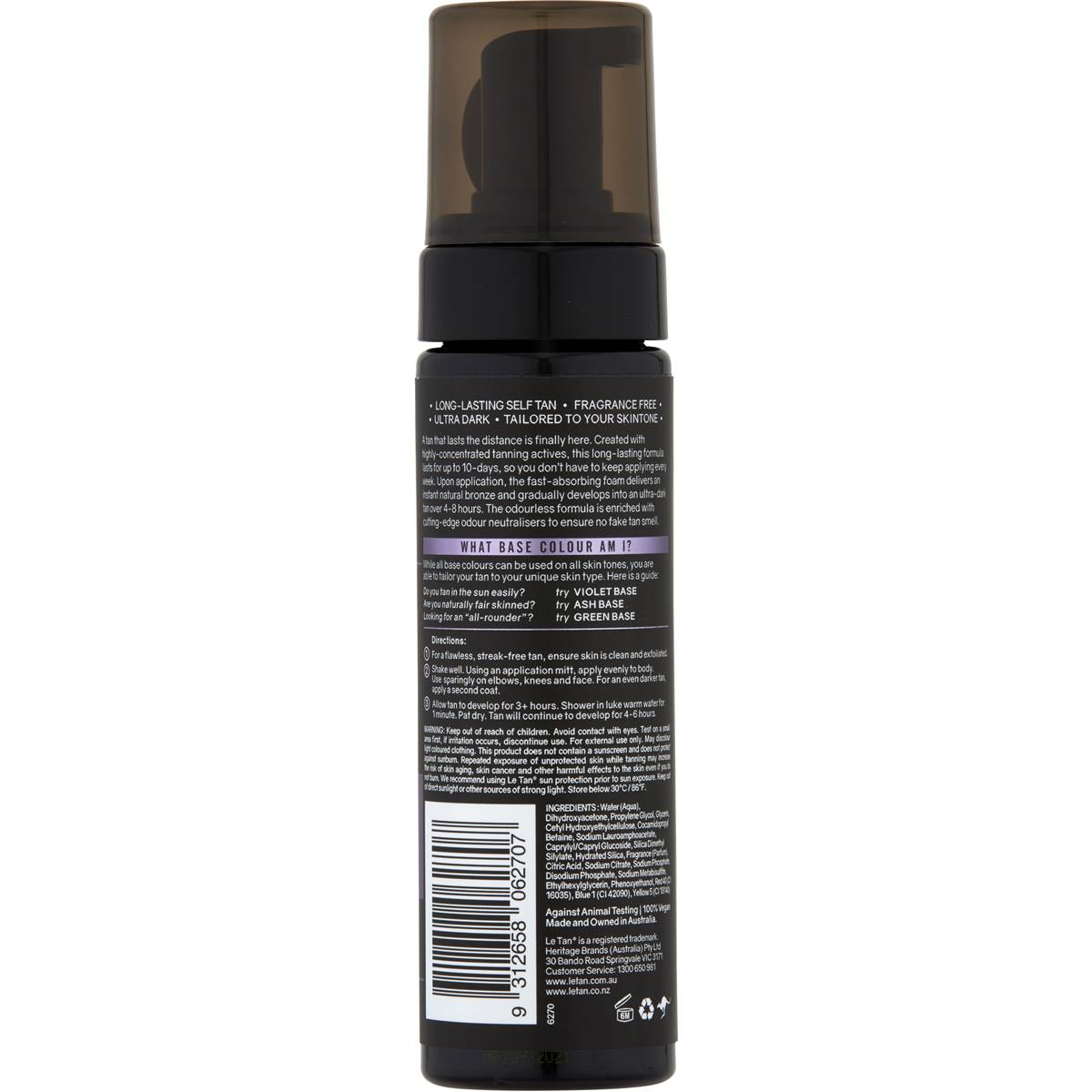 Le Tan Uber Stay Self Tanning Foam Violet Base Each