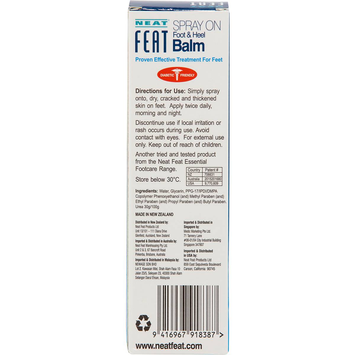 Neat Feat Spray On Foot & Heel Balm 125ml Woolworths