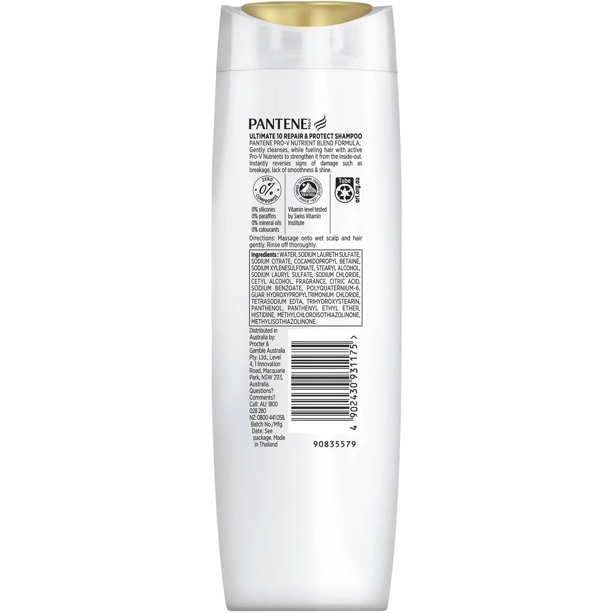 Pantene Ultimate 10 Repair & Protect Shampoo For Damage 375ml | Woolworths