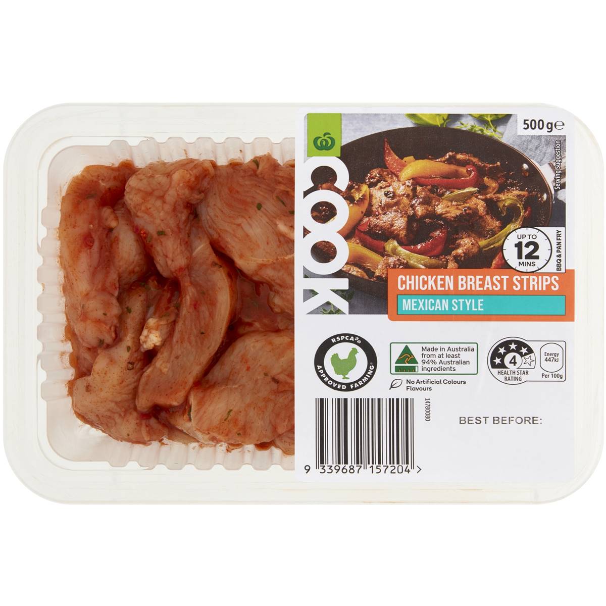 Woolworths Cook Chicken Breast Strips Mexican Style 500g Woolworths