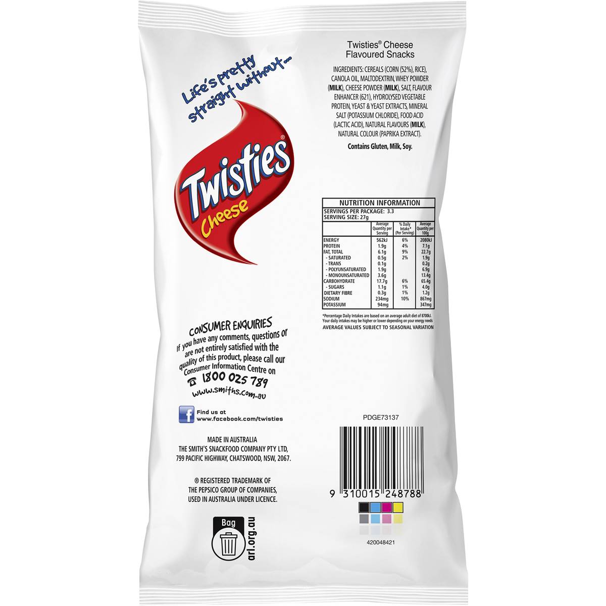 Twisties Cheese Snacks 90g Woolworths
