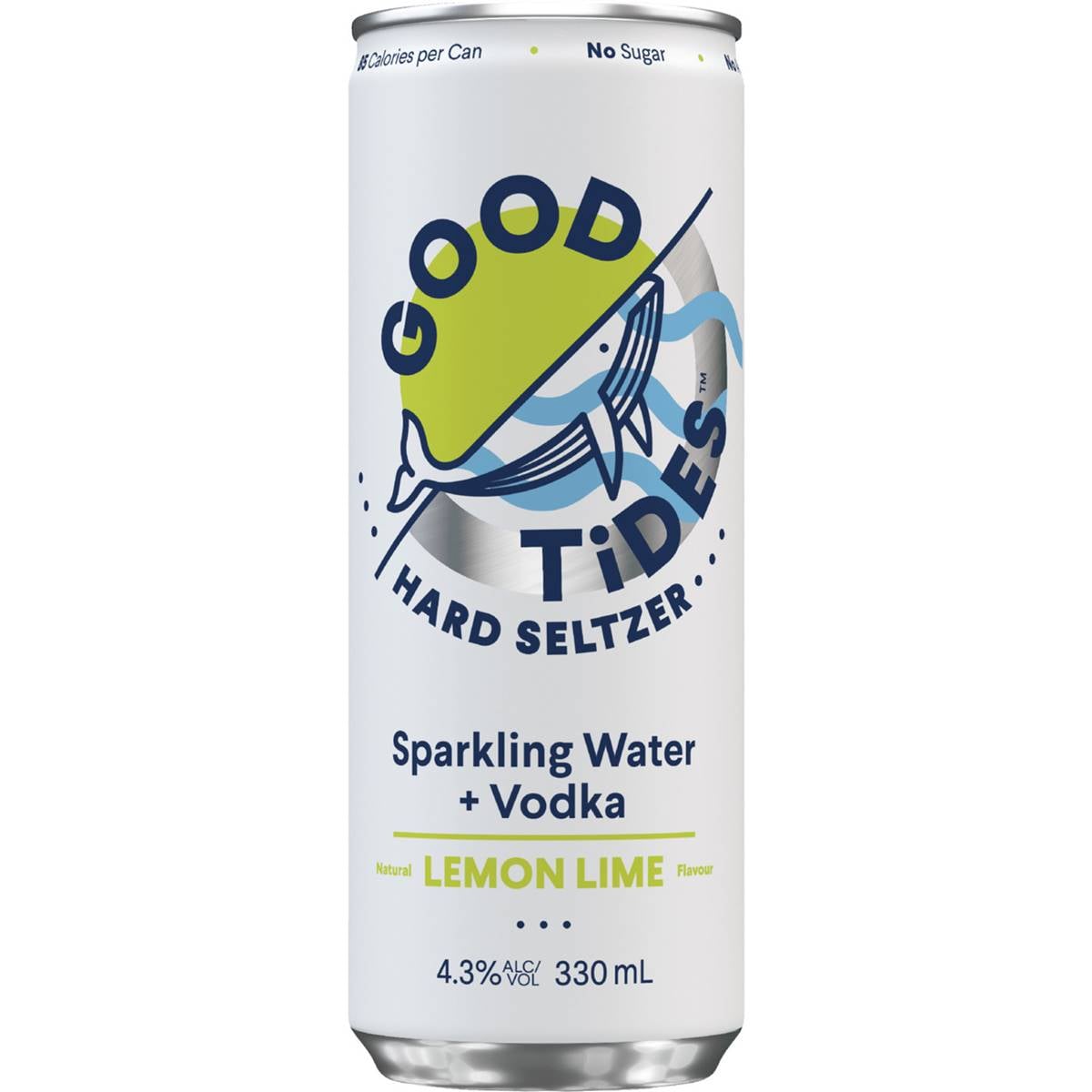 Good Tides Hard Seltzer Sparkling Water & Vodka Lemon Lime 330ml