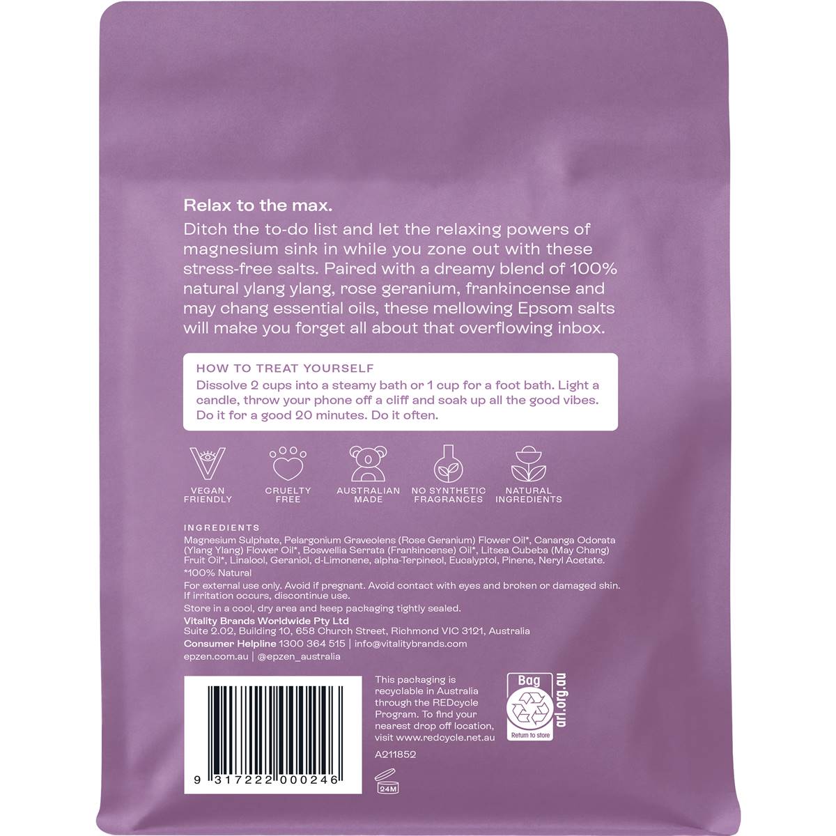 Epzen Relax Magnesium Bath Crystals 900g | Woolworths