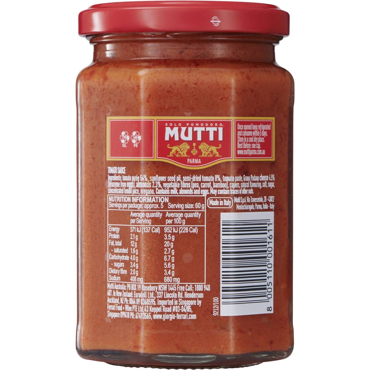 Mutti Pesto Style Stir Through Sauce Red Tomato 280g Woolworths