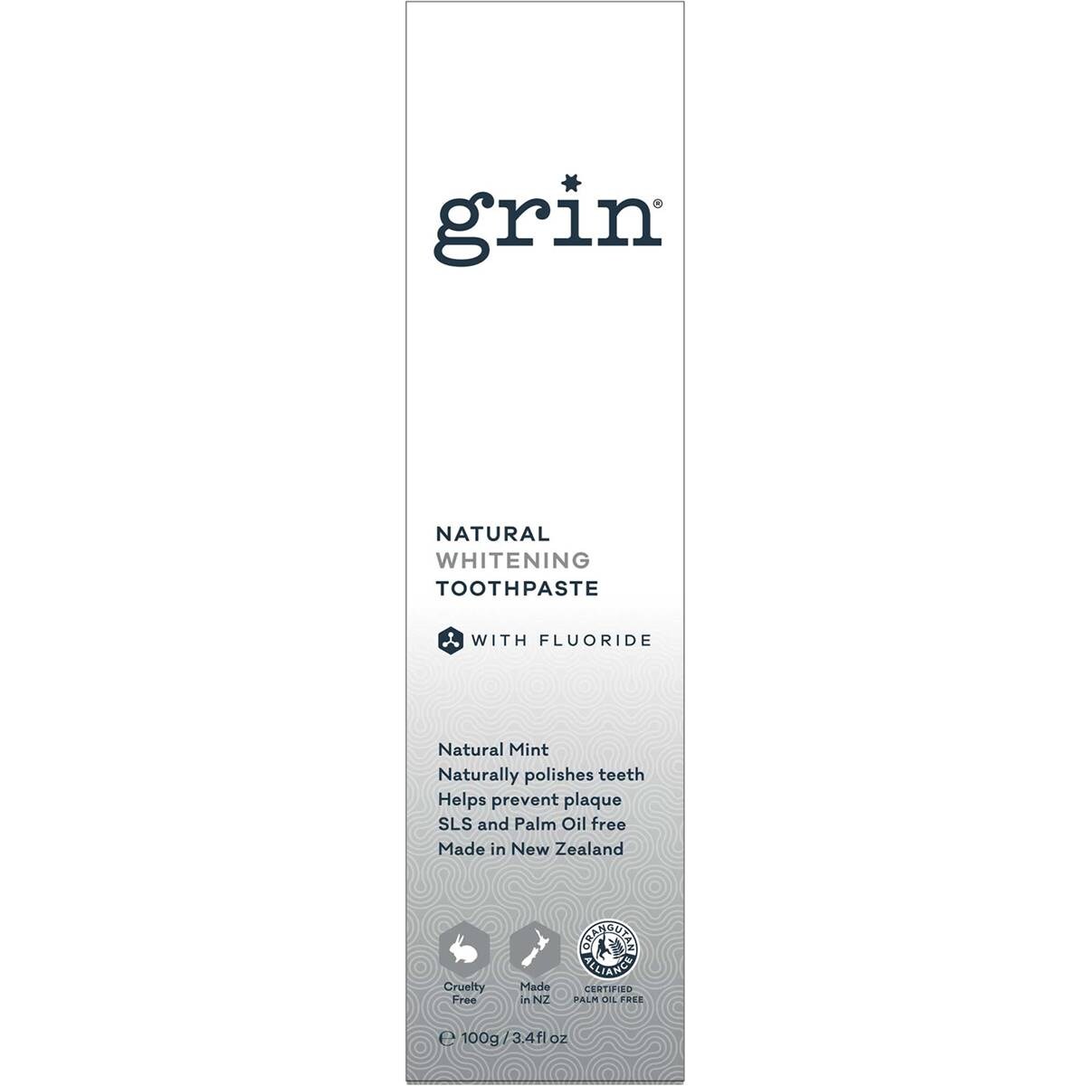 Grin Natrual Whitening Toothpaste With Fluoride 100g Woolworths