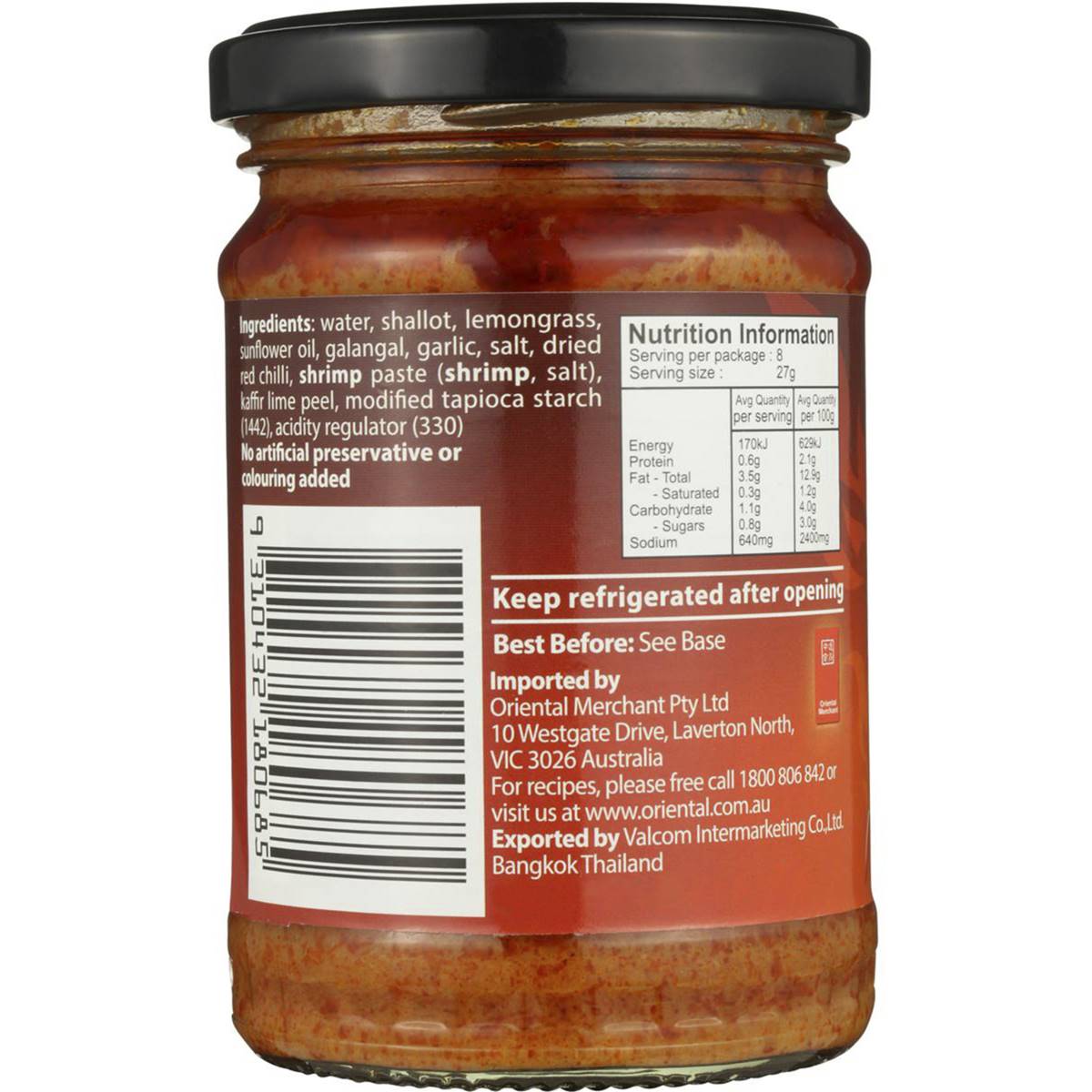 Valcom Paste Thai Red Curry 210g | Woolworths