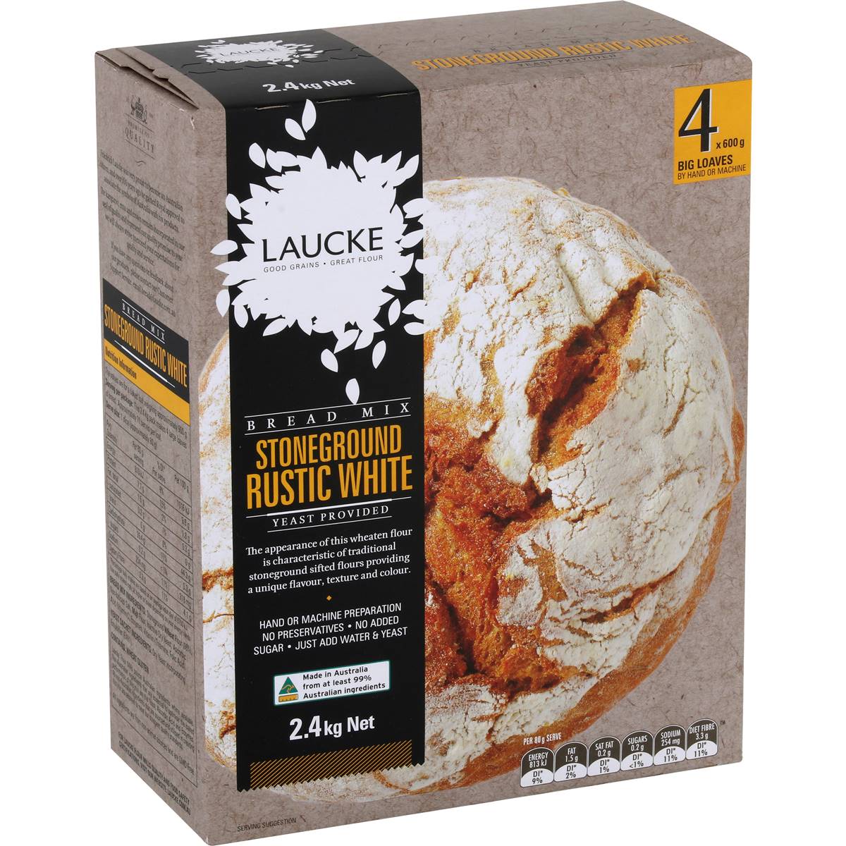 Laucke Stoneground Rustic White Bread Mix 2.4kg Woolworths