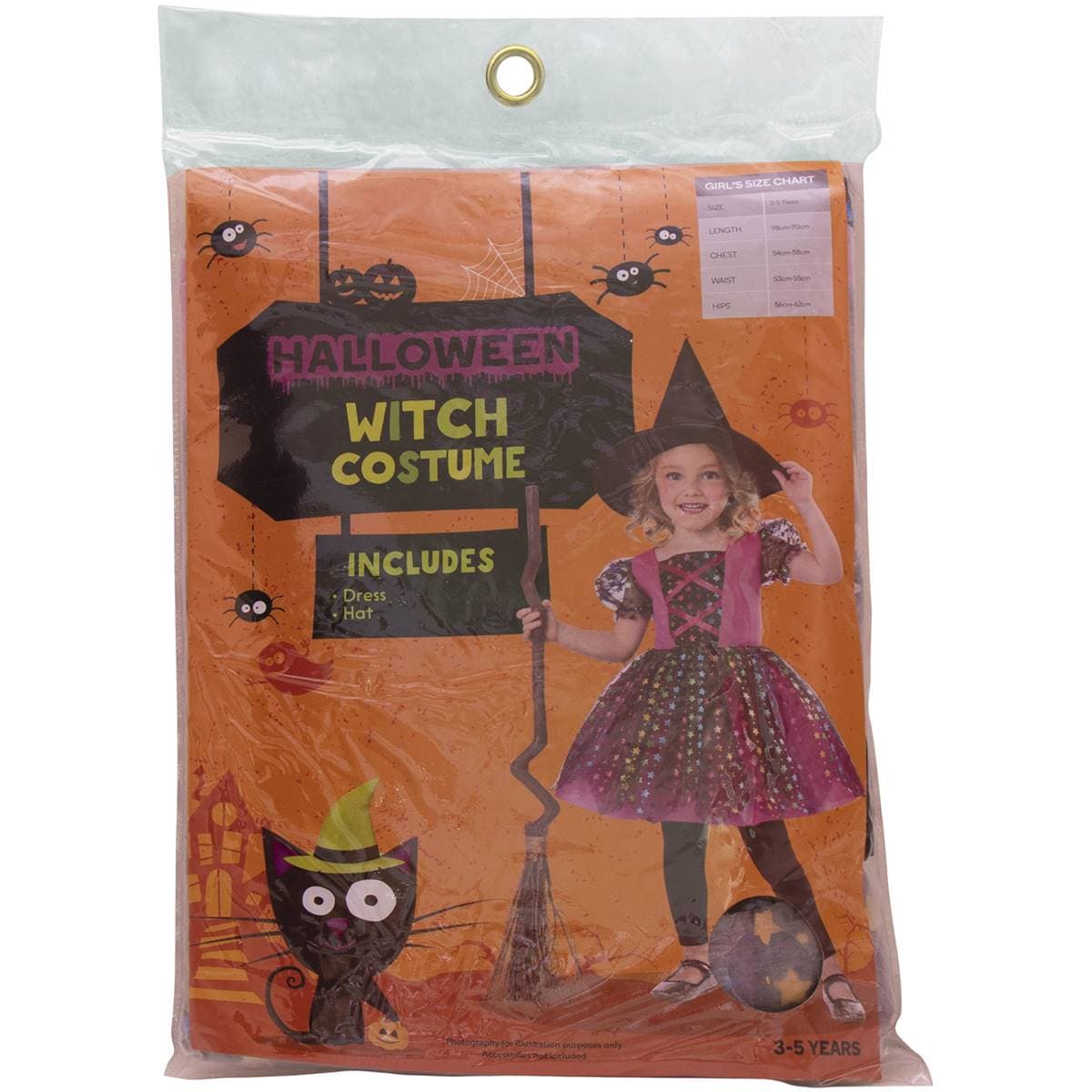 Halloween Costume Kids Witch Size 3-5 