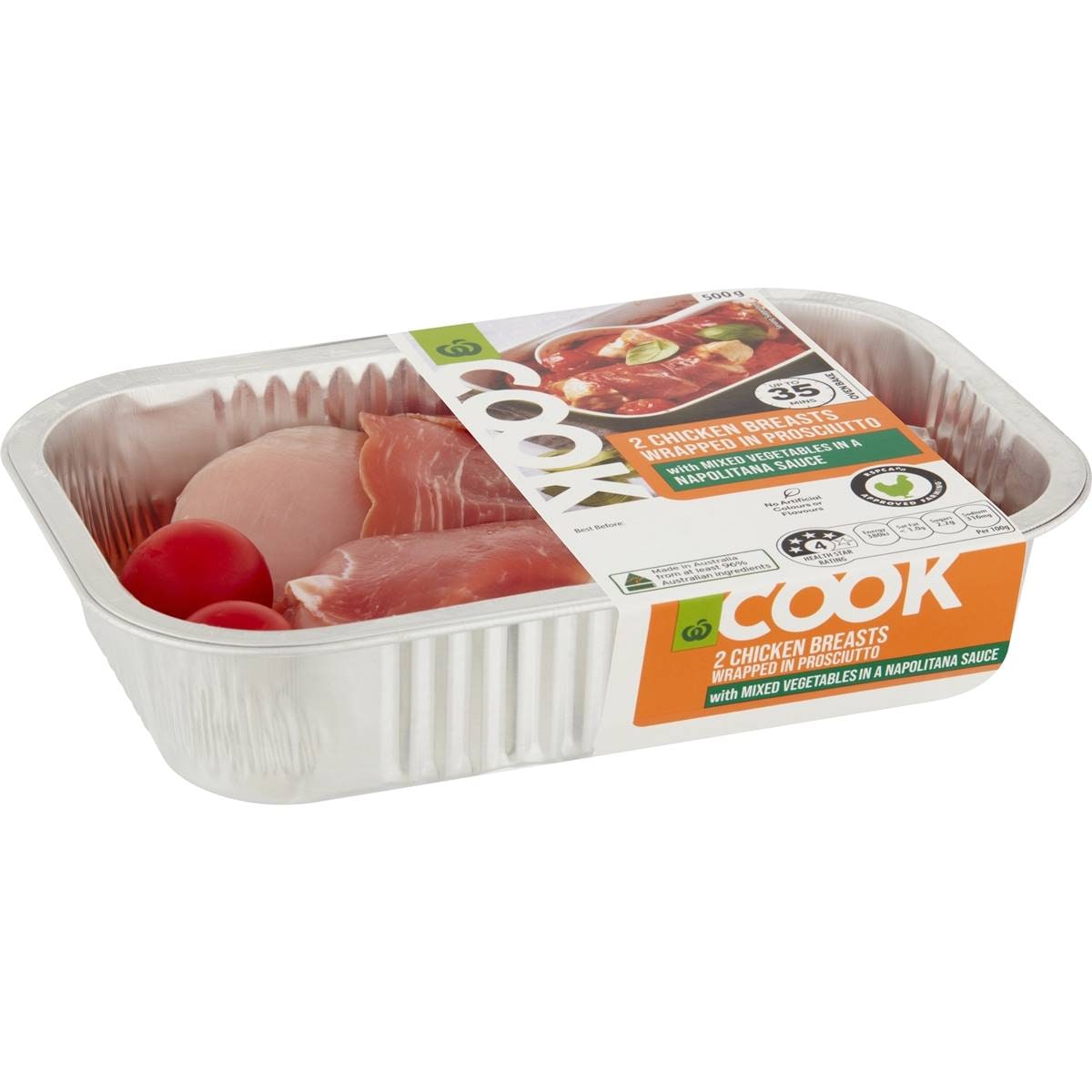 Woolworths Cook Chicken Breasts Wrapped In Prosciutto With Sauce 500g Woolworths