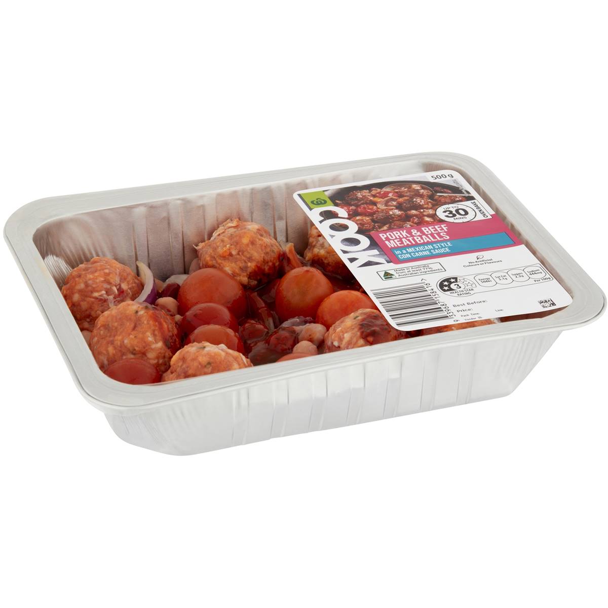 Woolworths Cook Pork & Beef Meatballs Mexican Style Con Carne Sauce