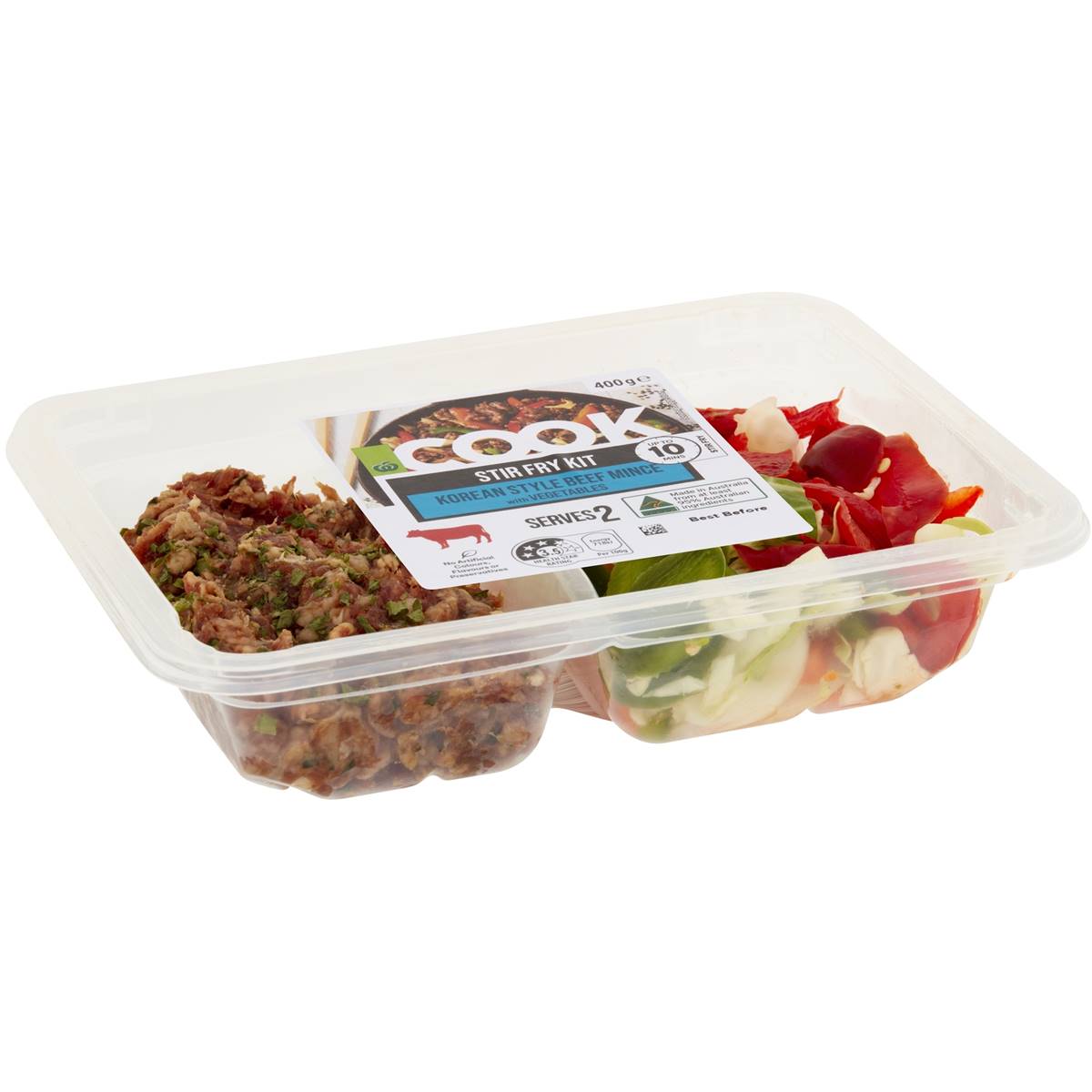 Woolworths Cook Stir Fry Kit Korean Style Beef Mince With Veges 400g
