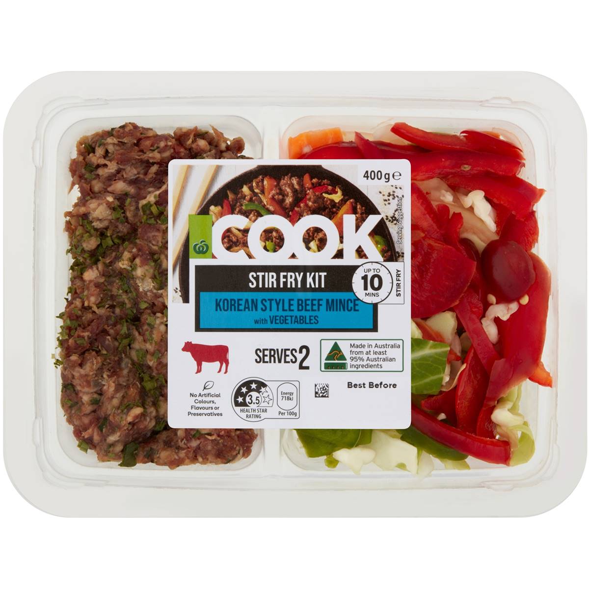 Woolworths Cook Stir Fry Kit Korean Style Beef Mince With Veges 400g ...