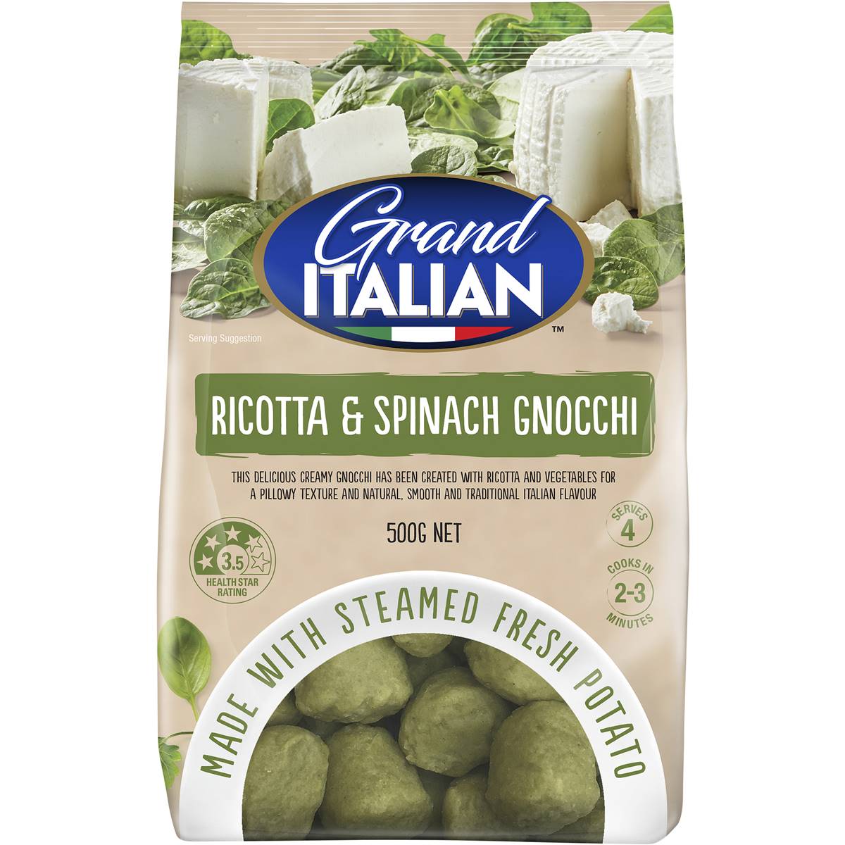 Grand Italian Ricotta & Spinach Gnocchi 500 G Woolworths