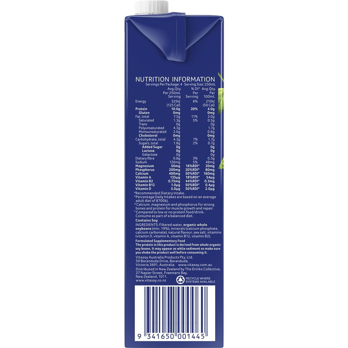 Vitasoy Soy & Protein Unsweetened Milk 1l Woolworths