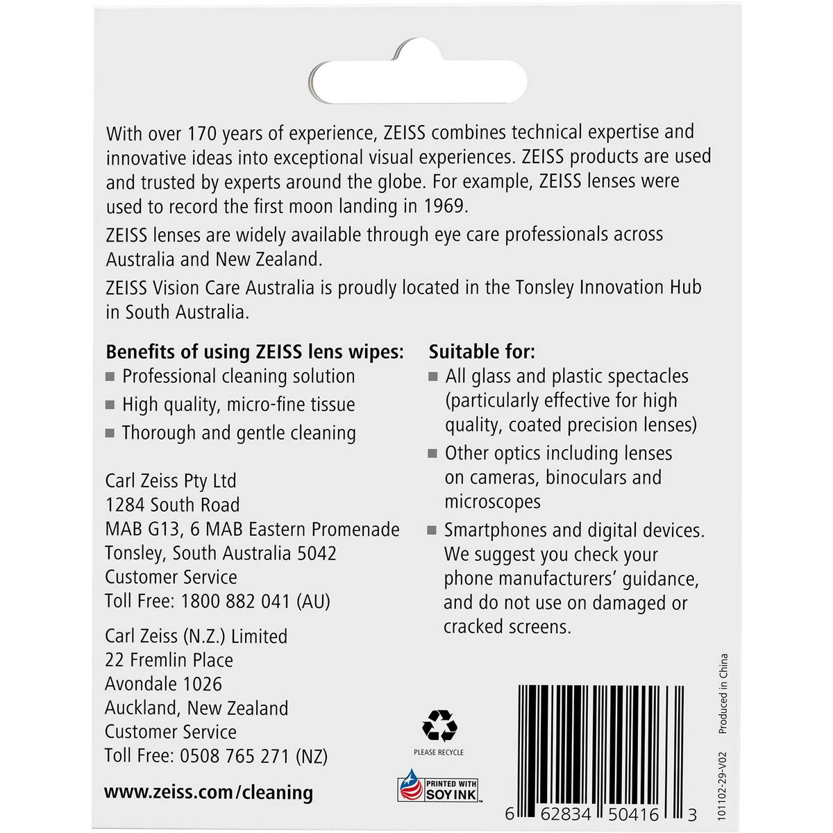 Zeiss Lens Wipes 50 Pack Woolworths