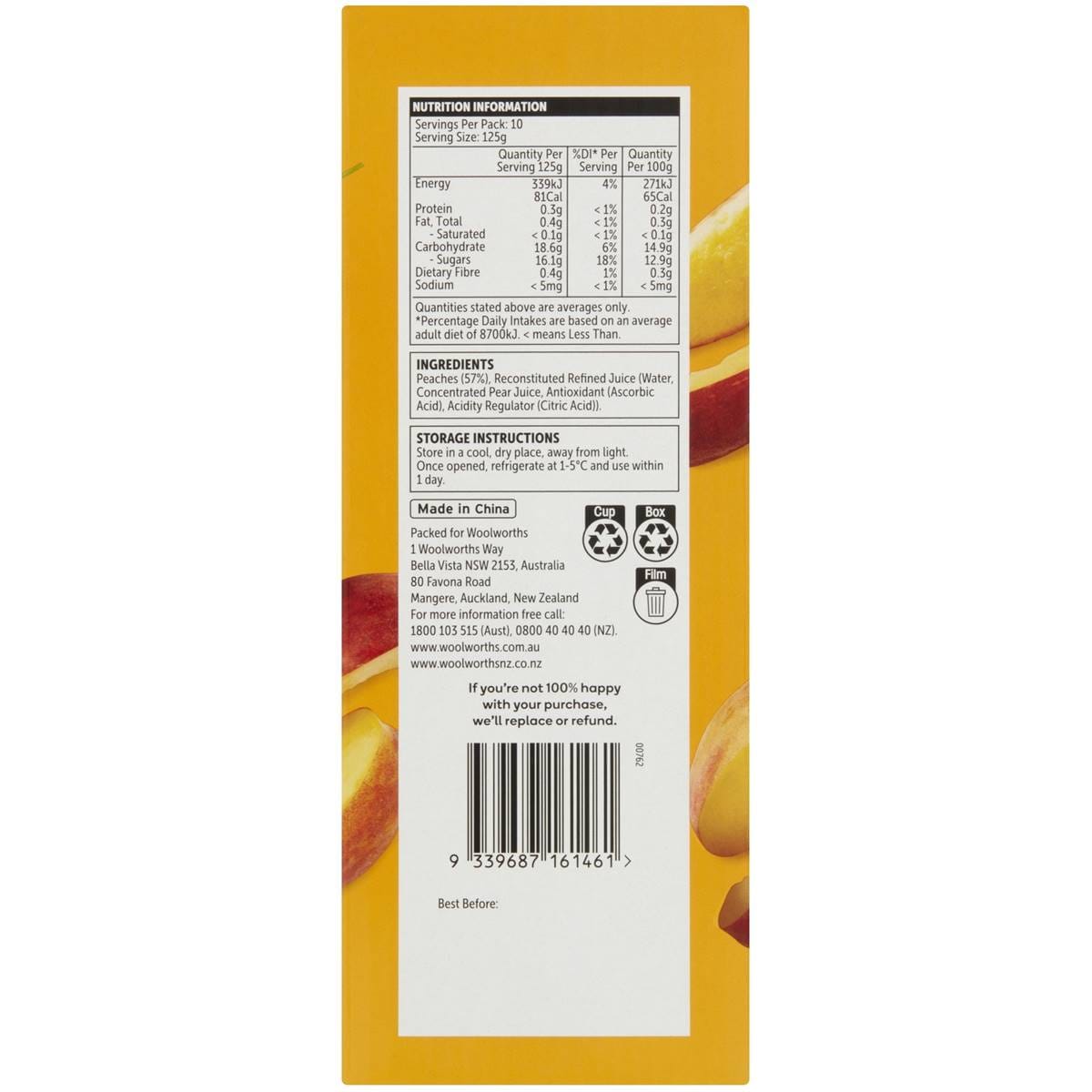 Woolworths Peaches In Juice 10 Pack Woolworths