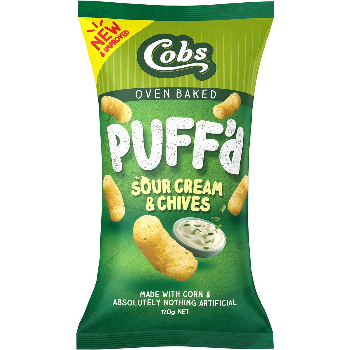 Cobs Corn Puffs Sour Cream & Chives Gluten Free 120g Woolworths