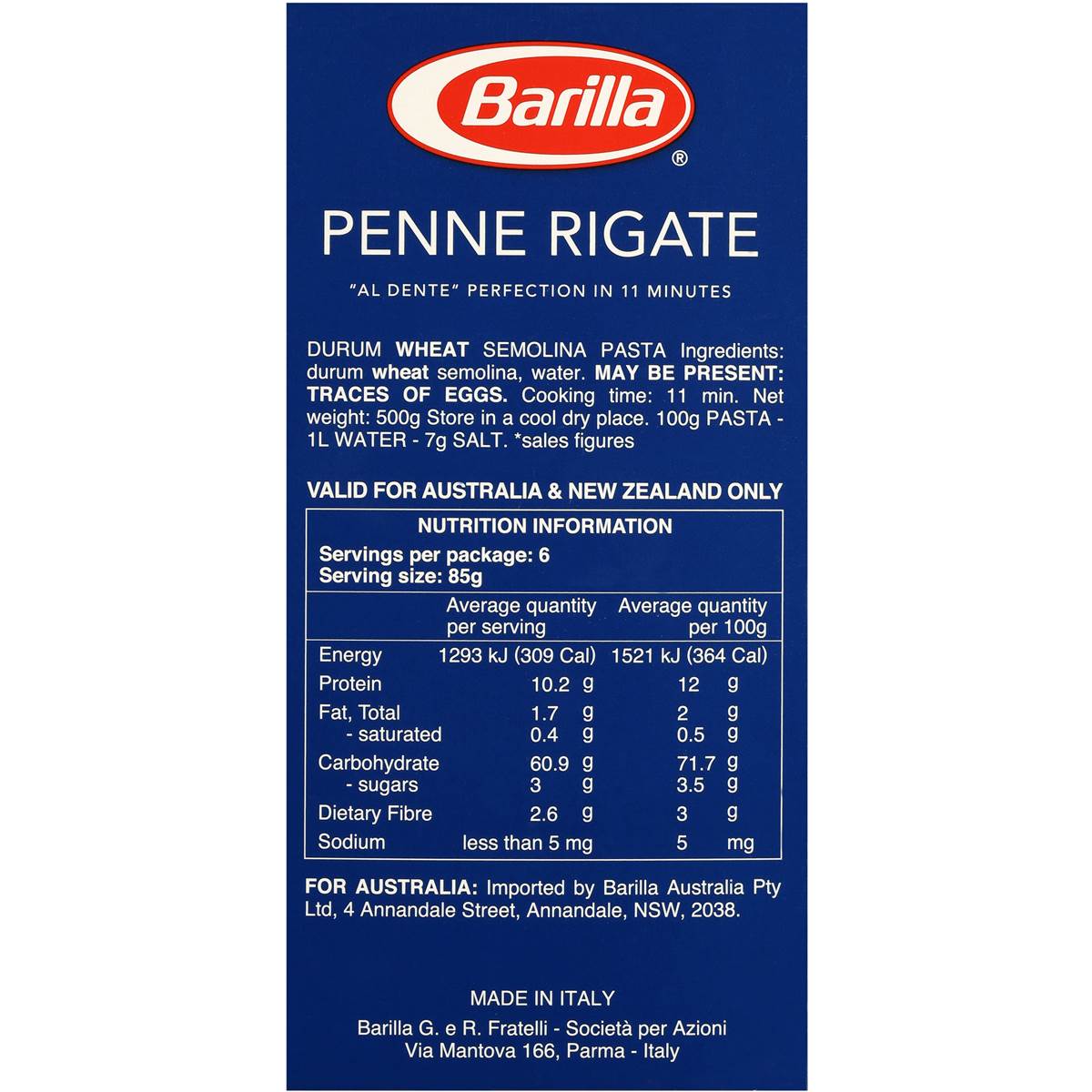 Barilla Penne Nutrition Facts Nutrition Ftempo