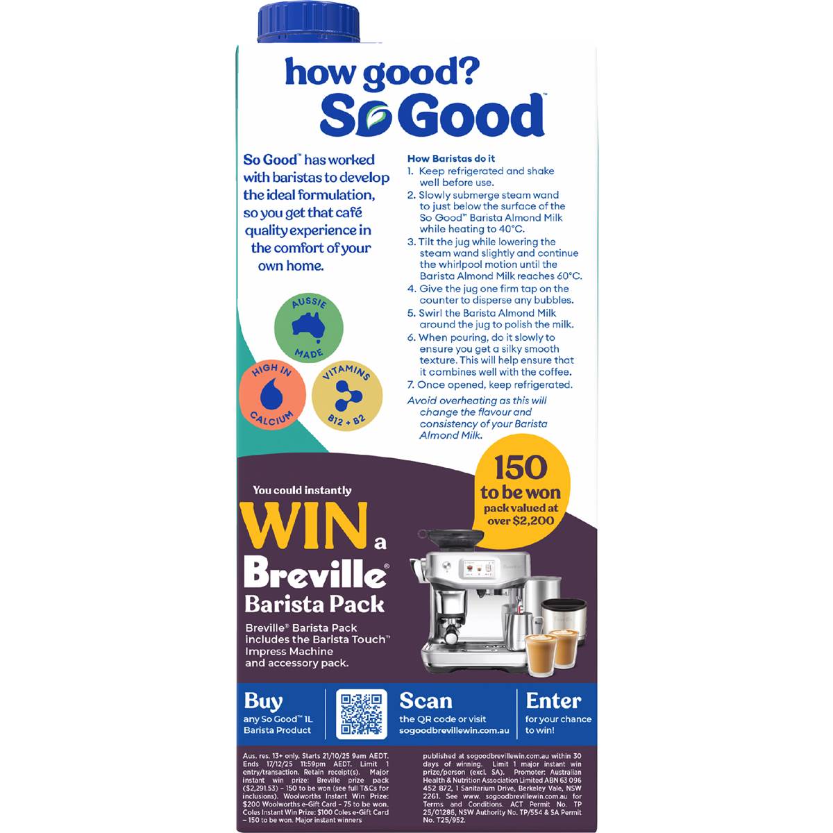 Sanitarium So Good Barista Edition Almond Milk 1l Woolworths