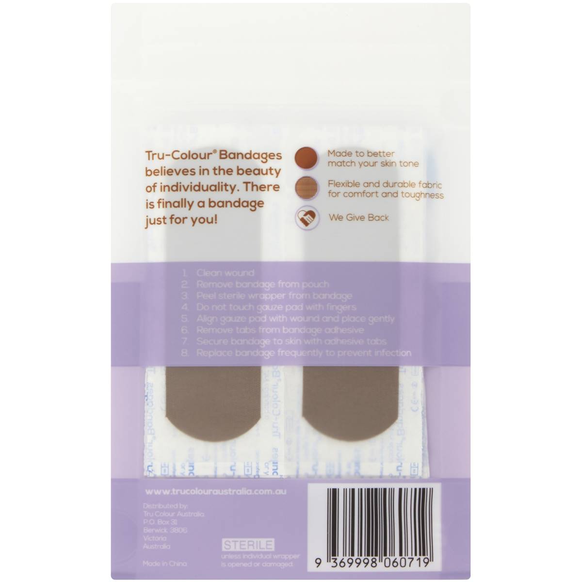 Tru Colour Skin Tone Bandages Purple 20 Pack Woolworths