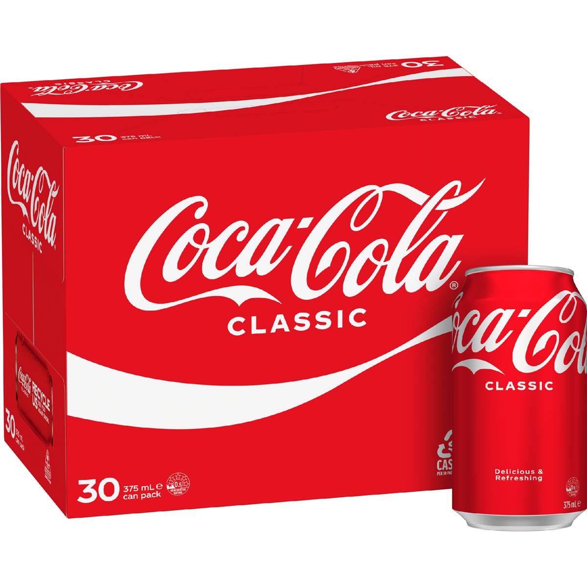 Coca Cola Classic Soft Drink Multipack Cans 375ml X 30 Pack Woolworths