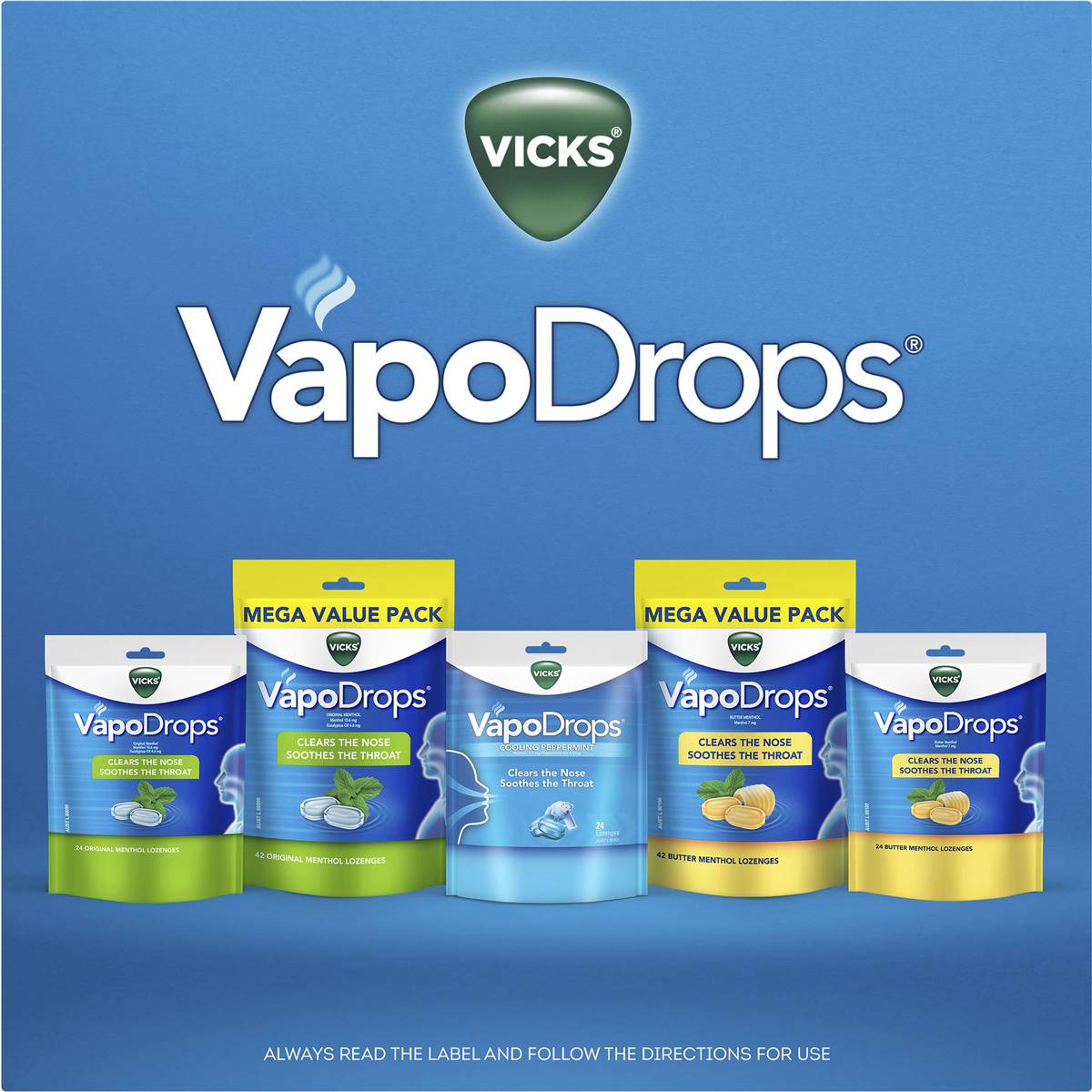 Vicks Vapodrops Throat Lozenges Butter Menthol 42 Pack | Woolworths