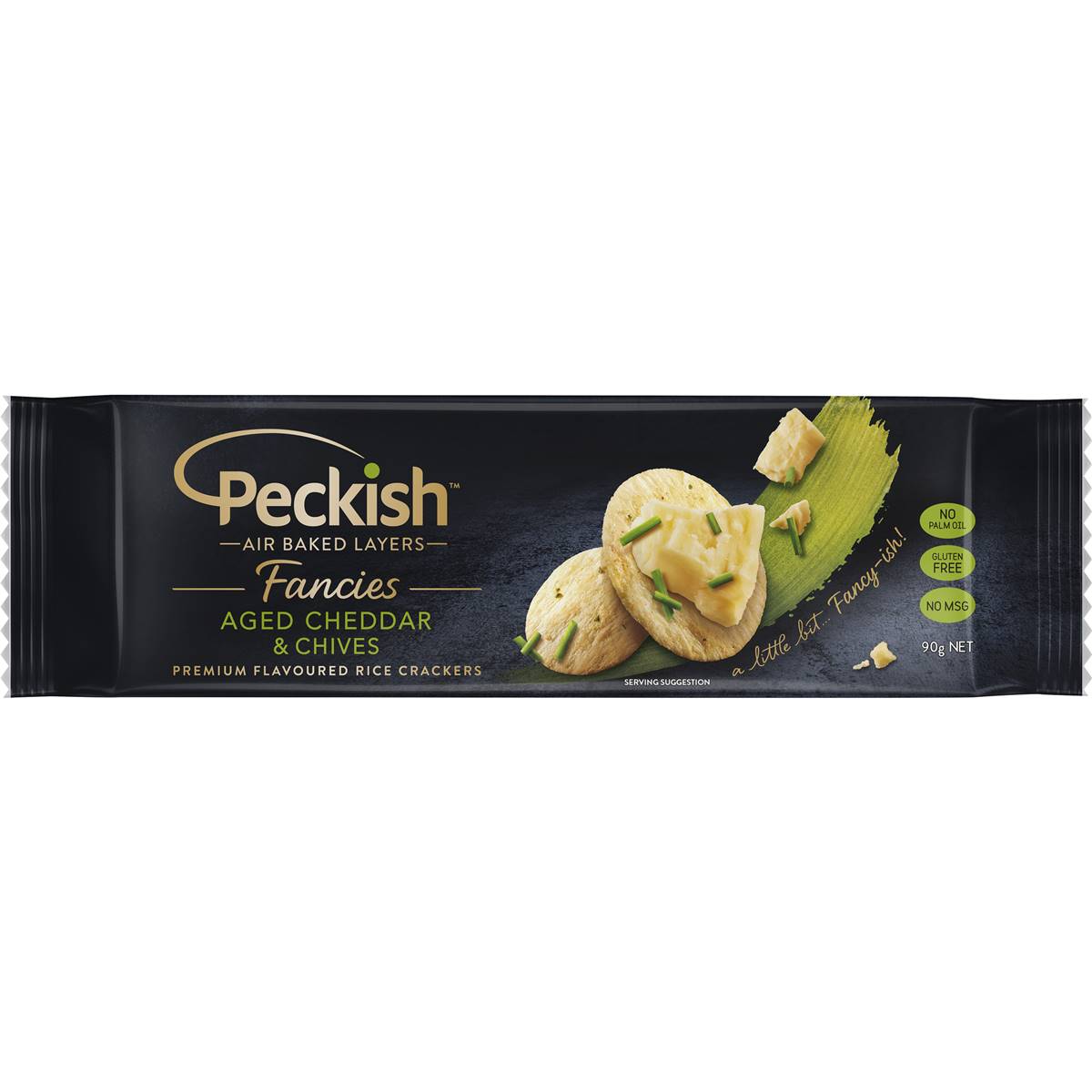 Peckish Fancies Aged Cheddar & Chives Rice Crackers
