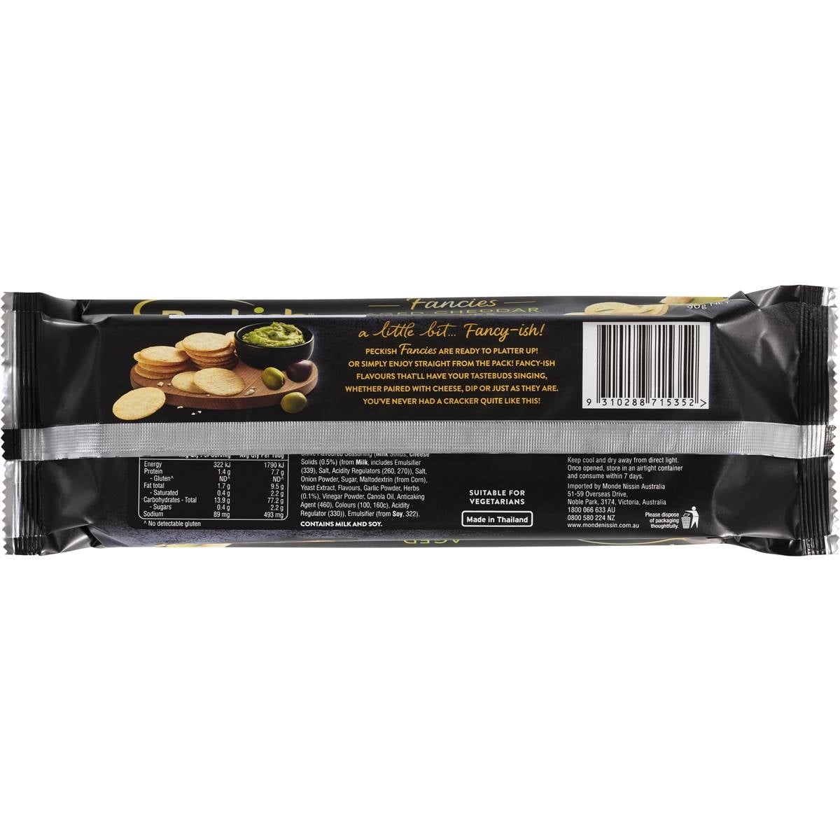 Peckish Fancies Aged Cheddar & Chives Rice Crackers 90g Woolworths