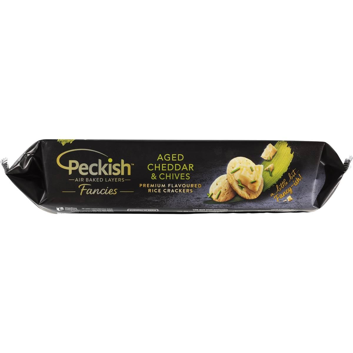 Peckish Fancies Aged Cheddar & Chives Rice Crackers 90g Woolworths