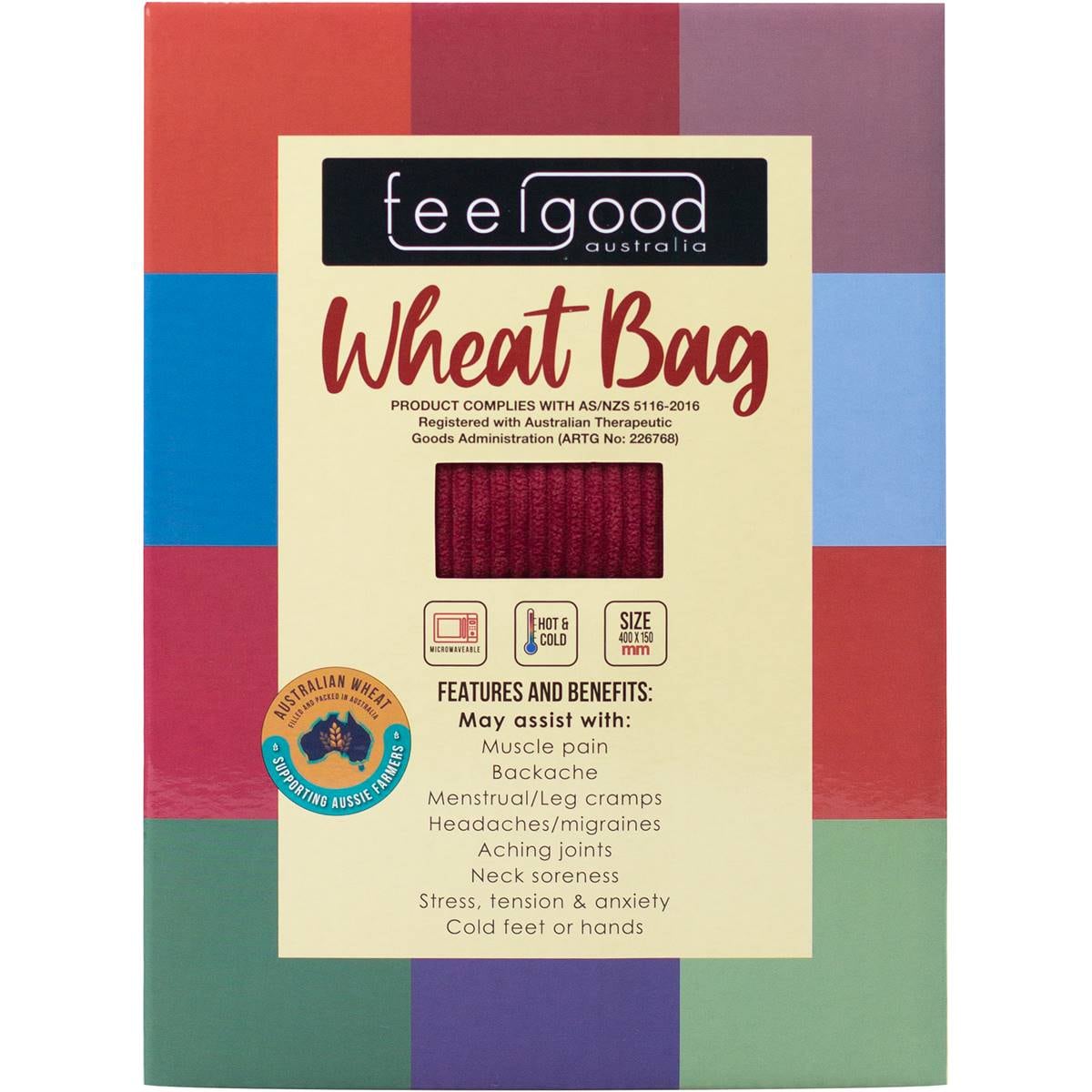 Feel Good Wheat Heat Bag Burgundy Each Woolworths