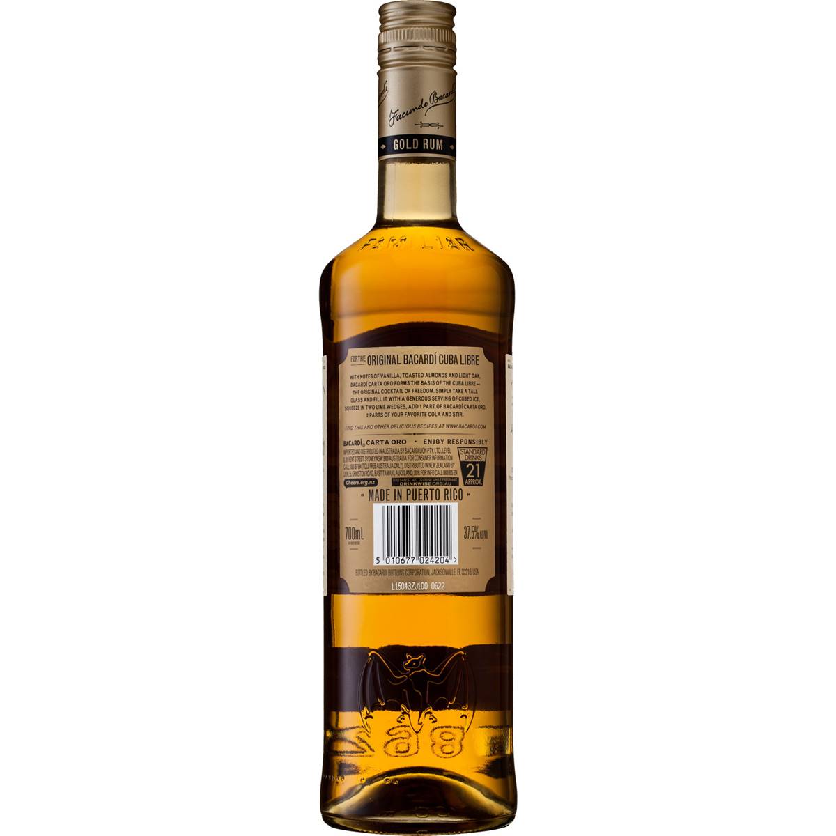 Bacardi Gold Rum 700ml | Woolworths