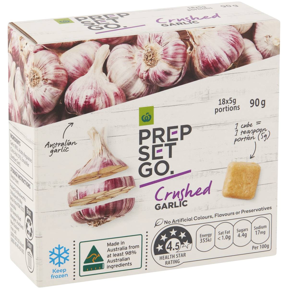 Woolworths Prep Set Go Frozen Crushed Garlic 90g Woolworths